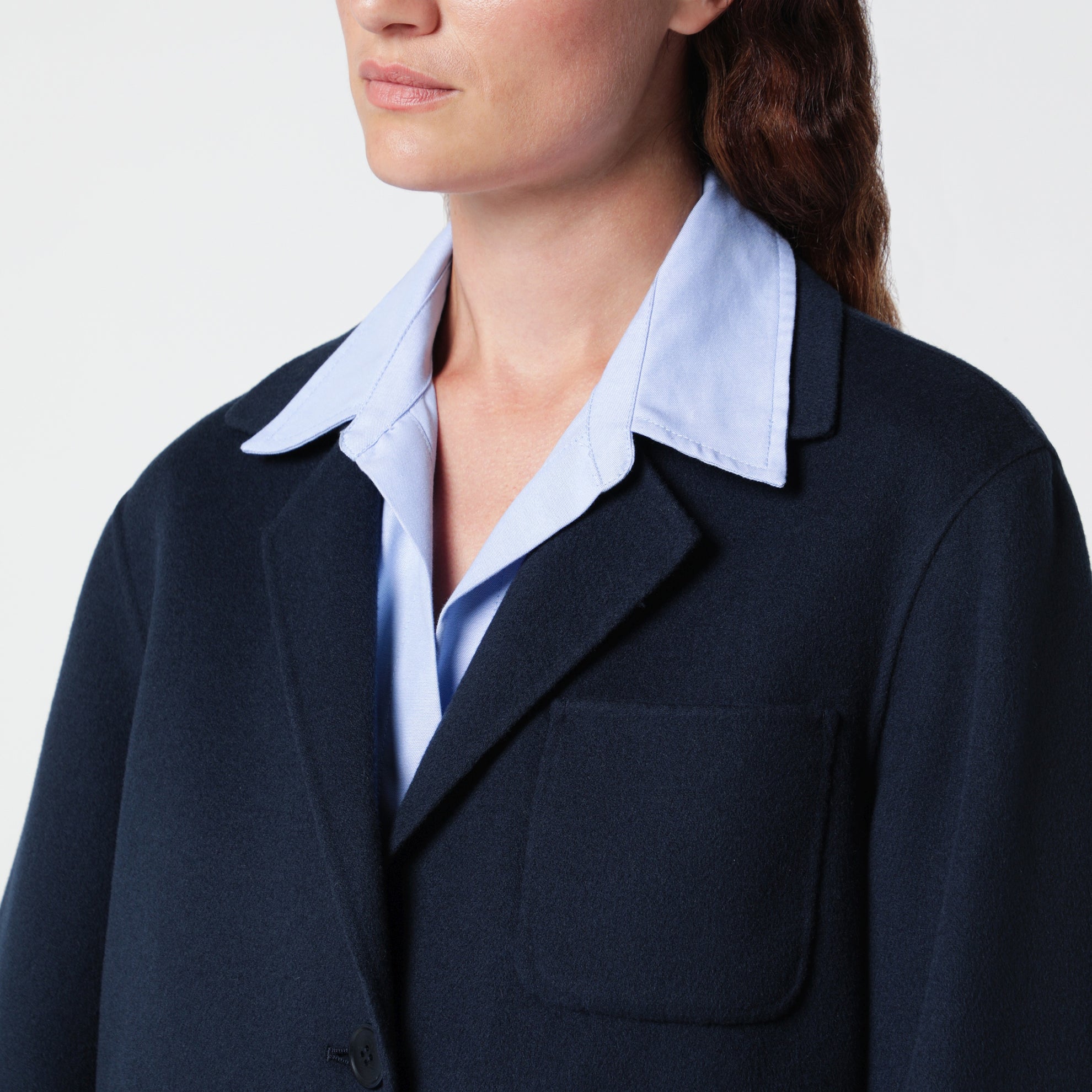 Blue cropped jacket in wool-blend cloth