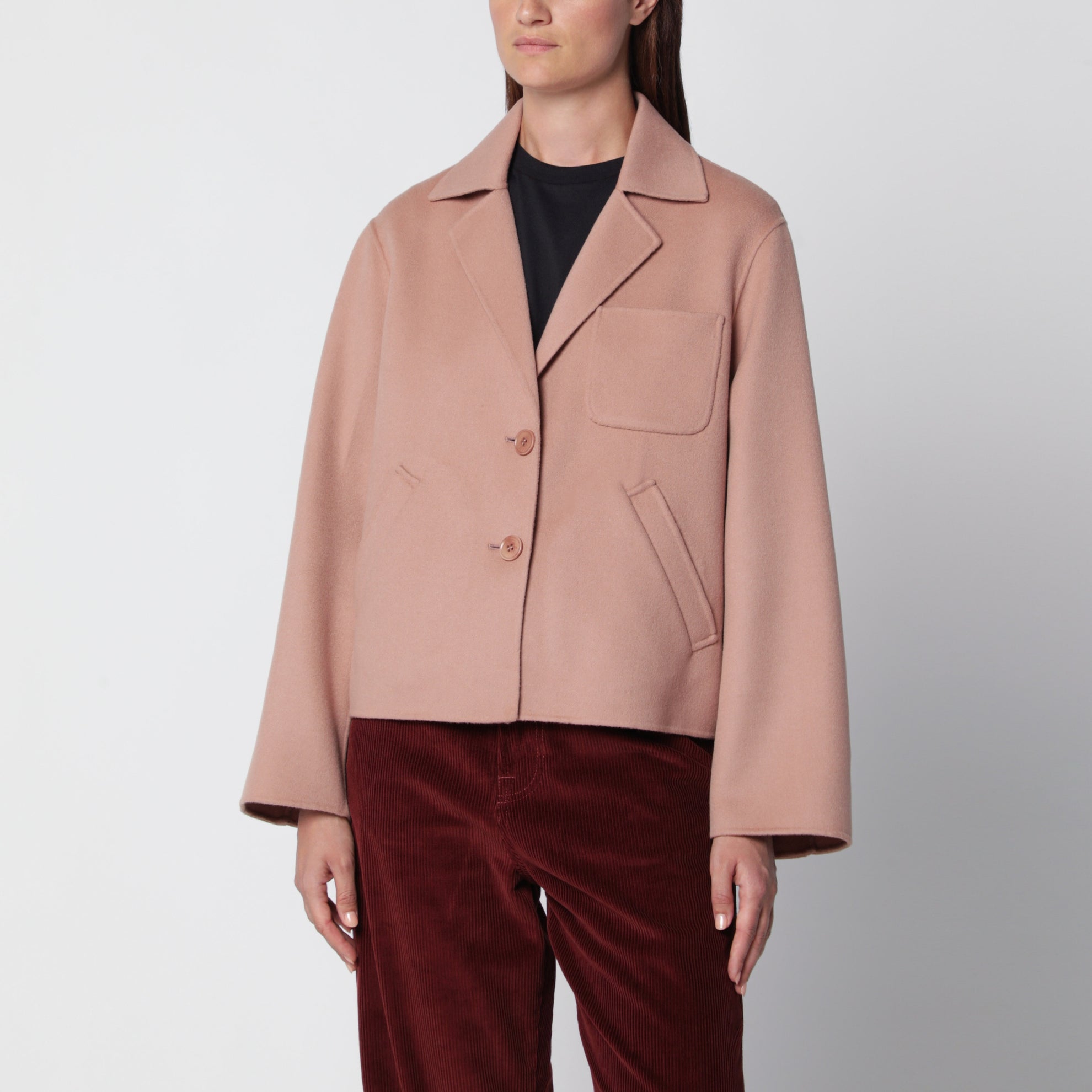 Kurze rosa Jacke aus Wolle