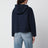 Giacca con cappuccio blu in lana