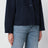 Giacca con cappuccio blu in lana
