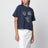 T-shirt in jersey di cotone blu con ricami