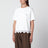 T-shirt bianca in cotone con bordo in pizzo