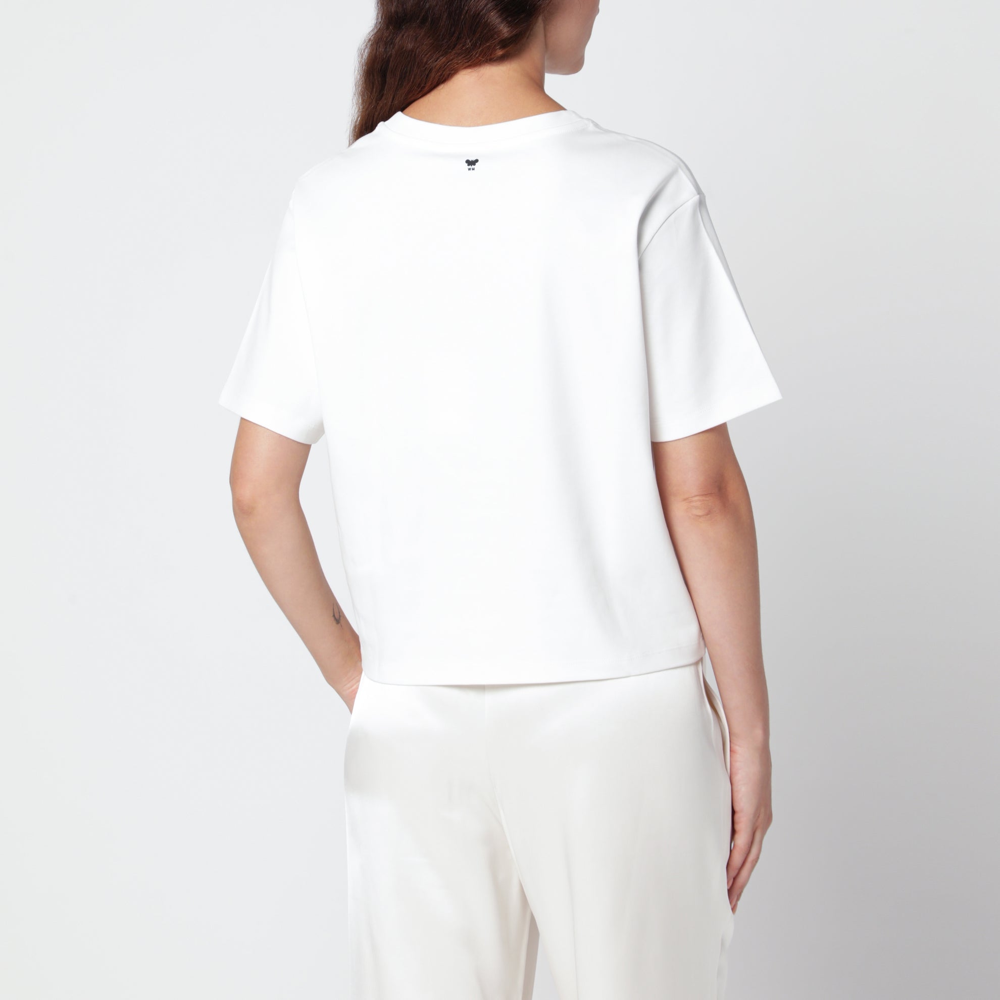 T-shirt blanc en coton avec broderie en dentelle