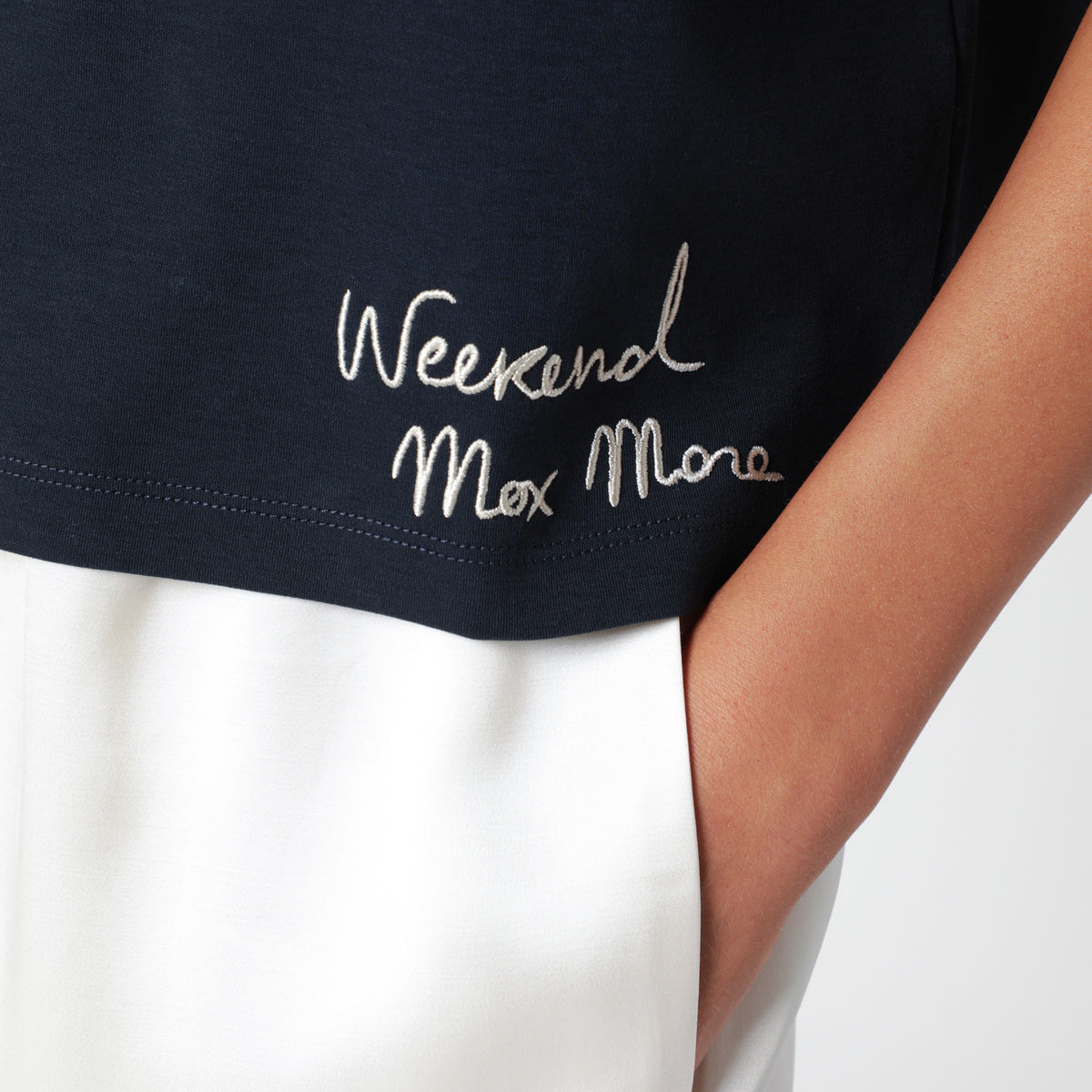 Blue boxy cotton T-shirt with print