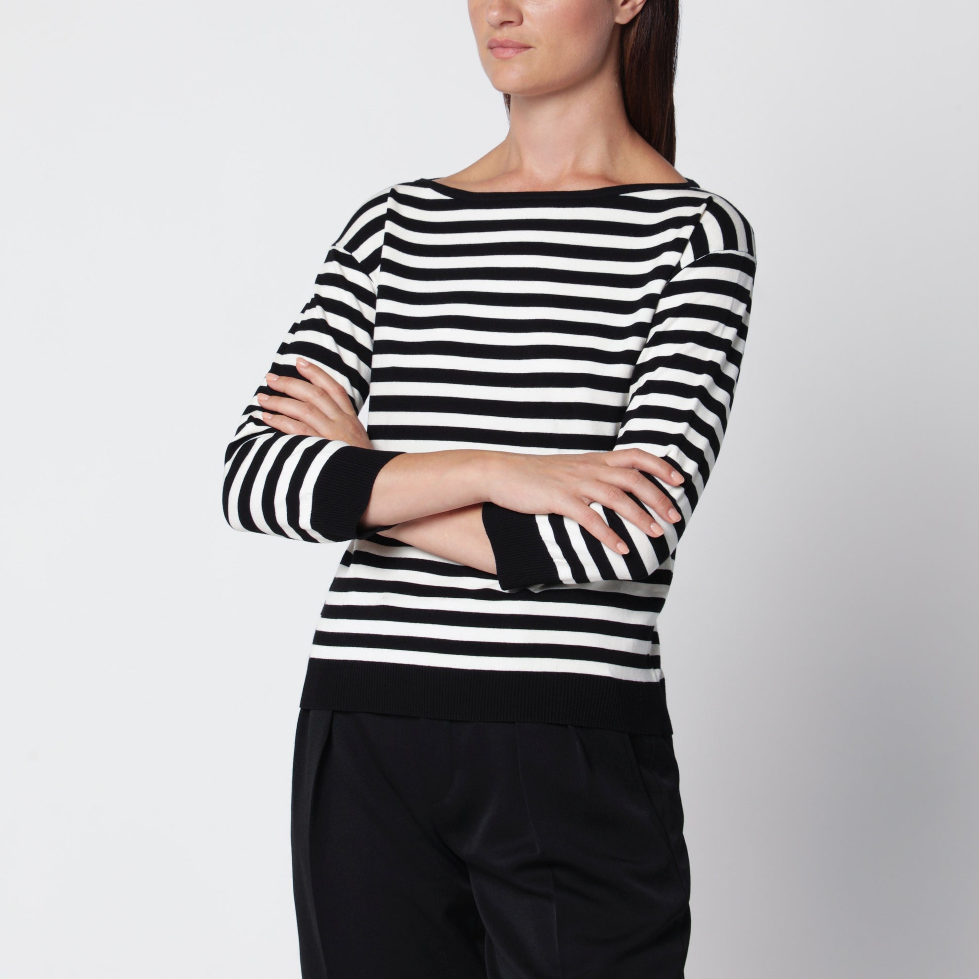 Pull en viscose écru et noir