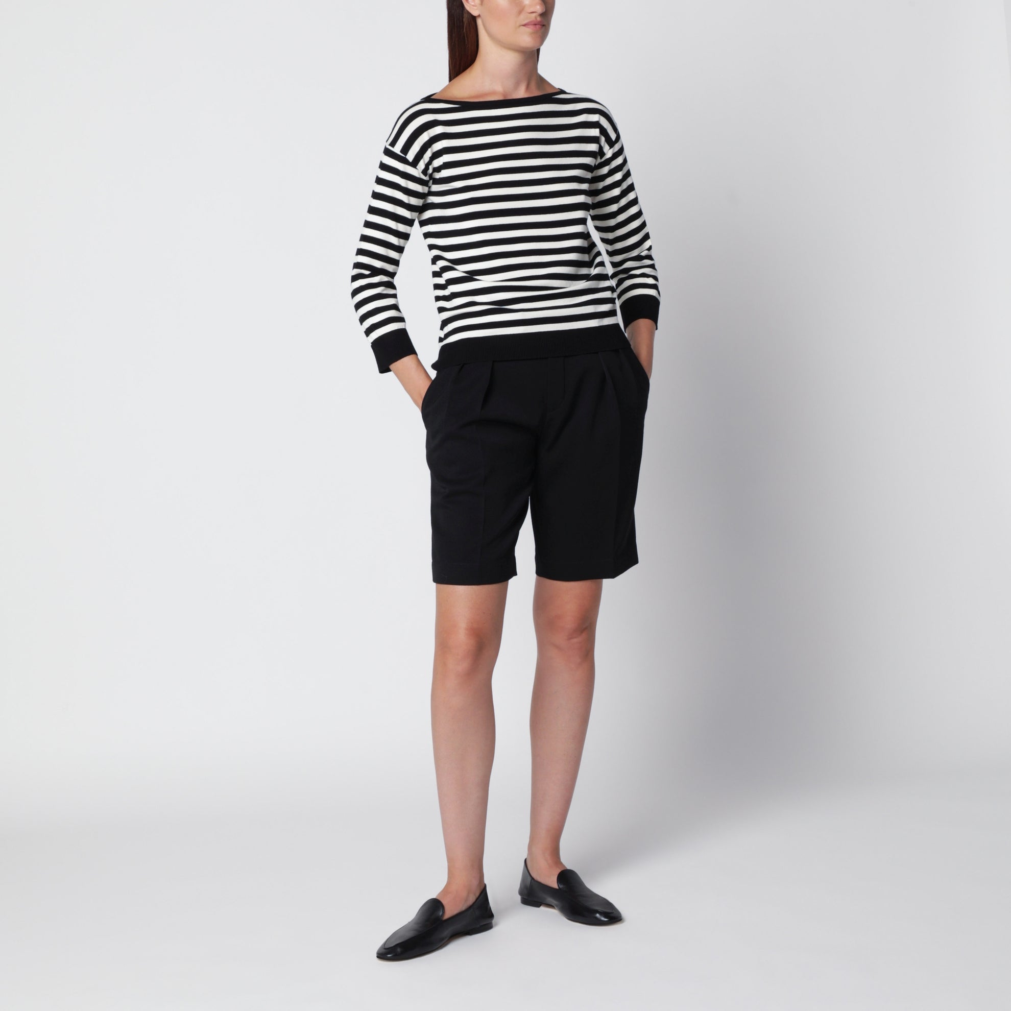 Pull en viscose écru et noir