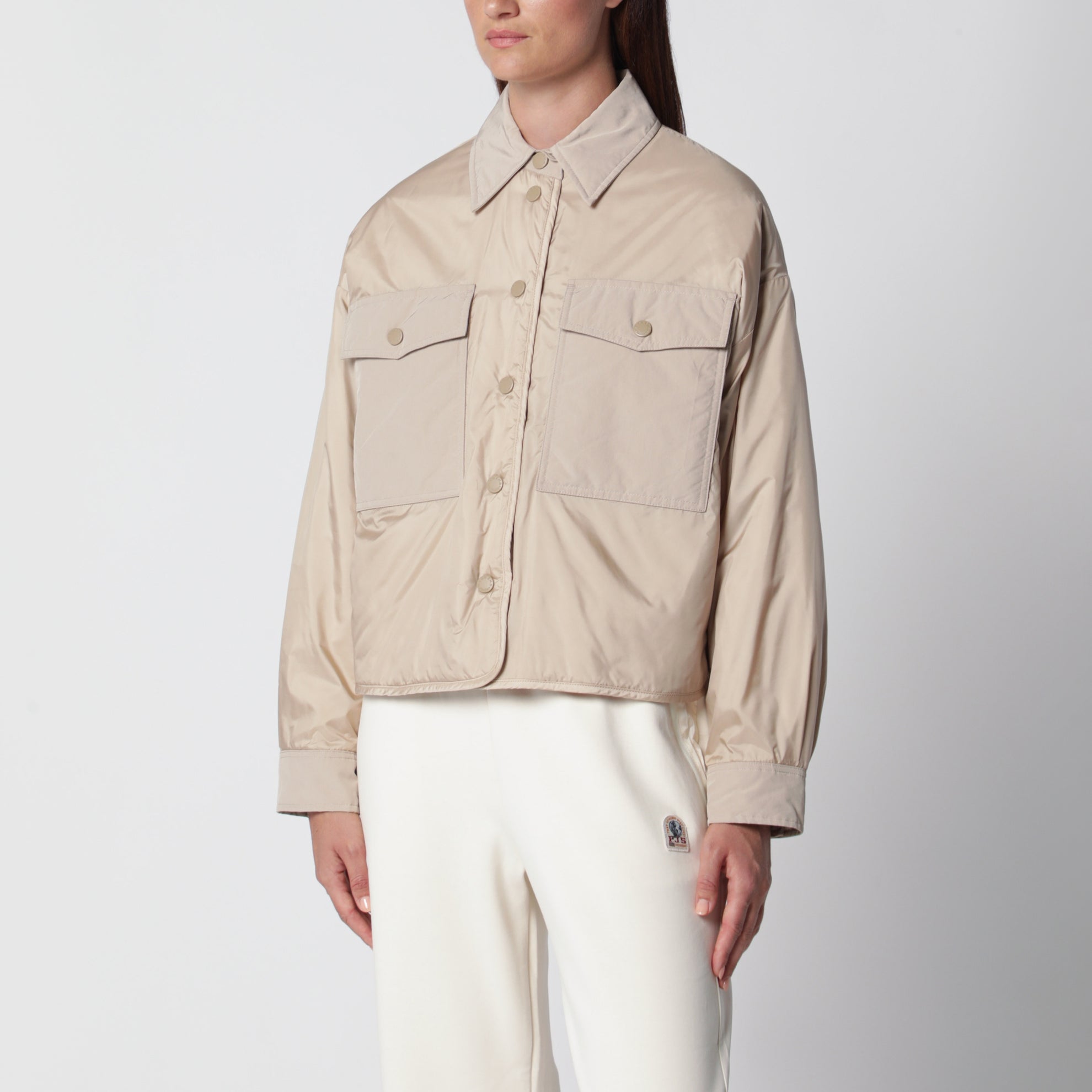 Almond reversible cropped jacket