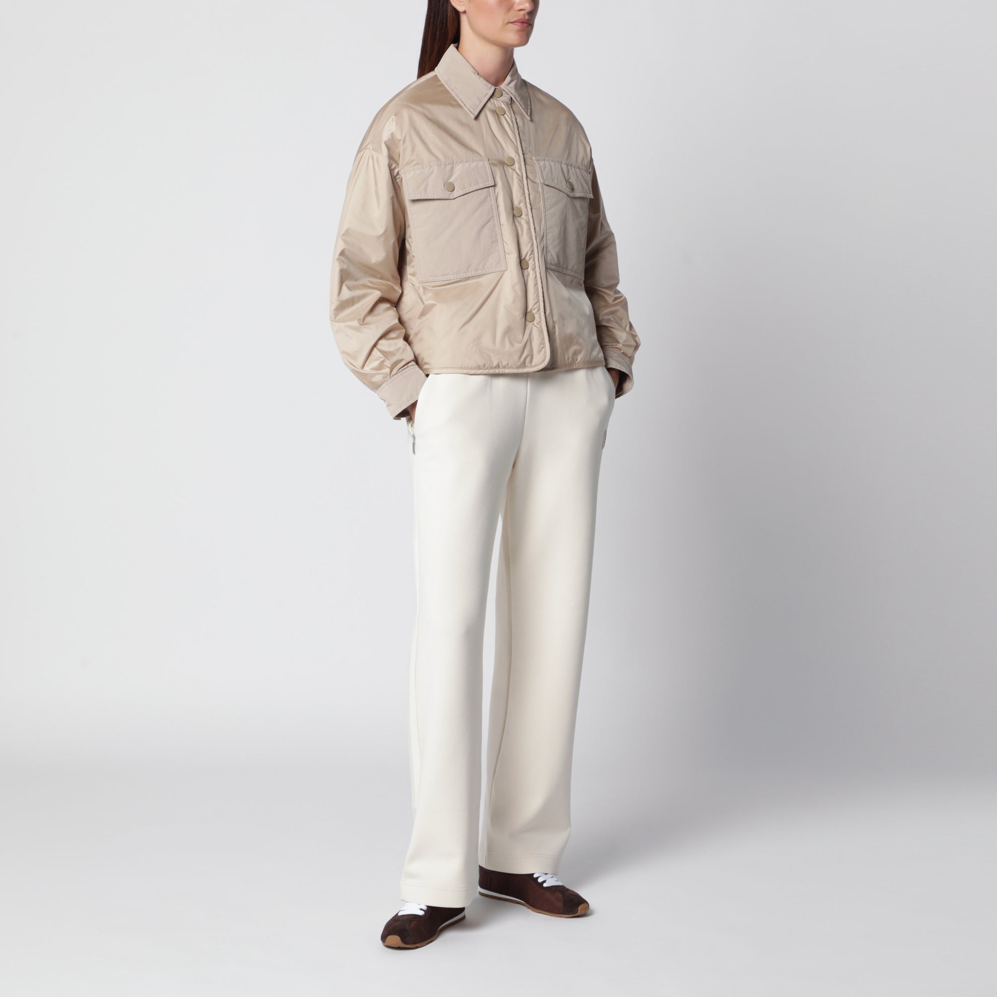 Almond reversible cropped jacket