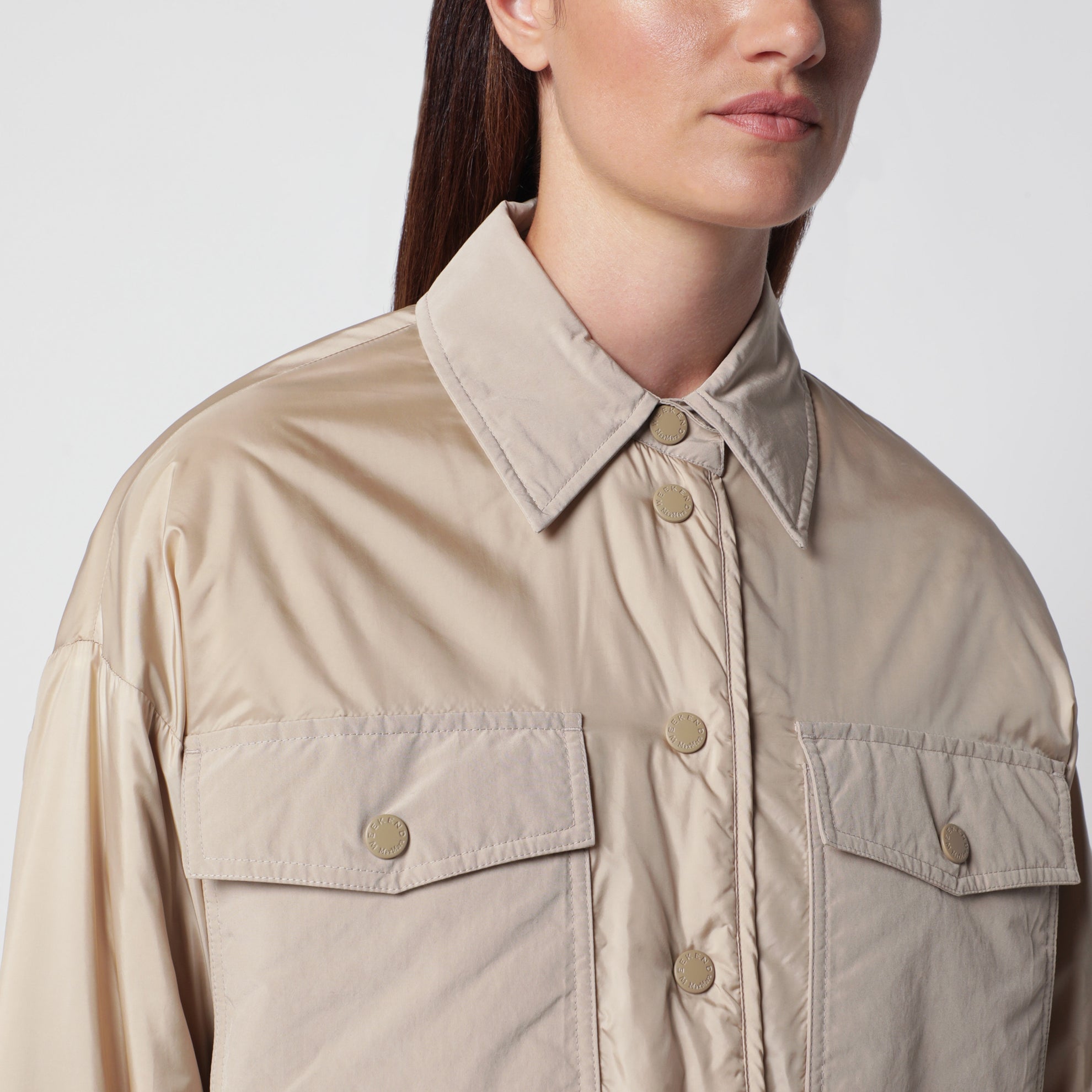Almond reversible cropped jacket