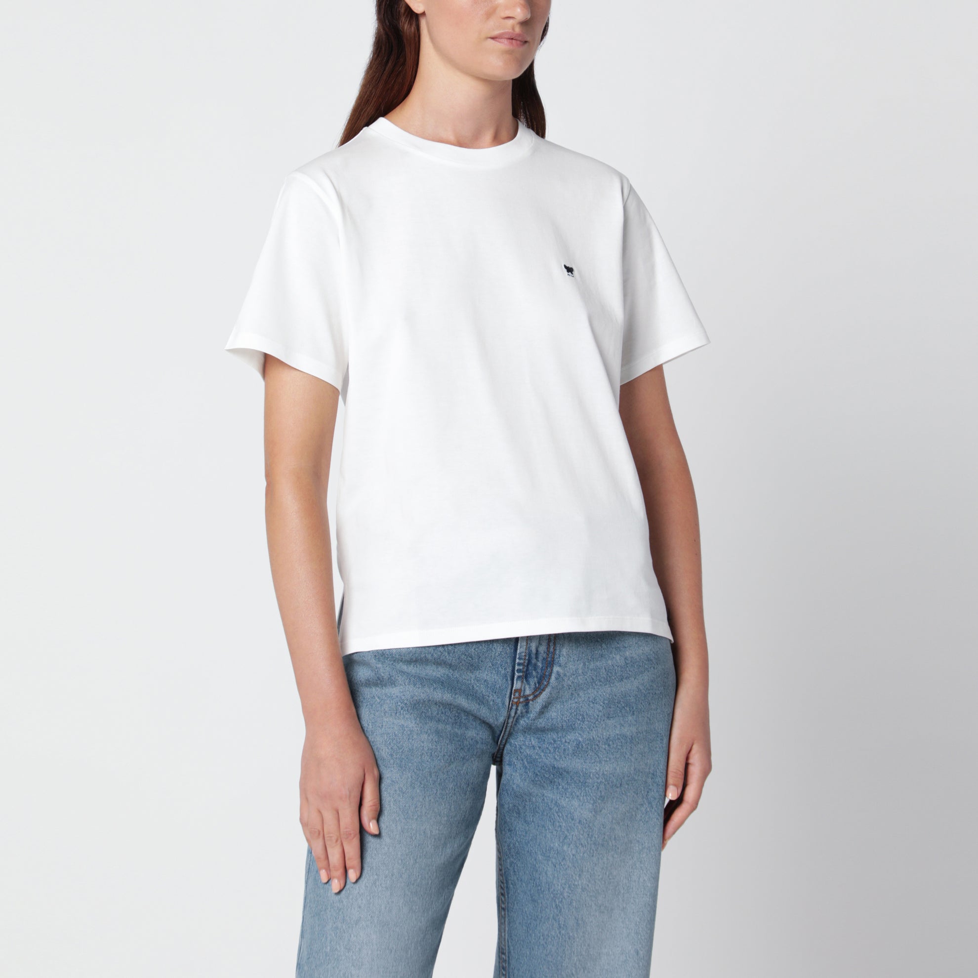 T-shirt blanc en jersey de pur coton