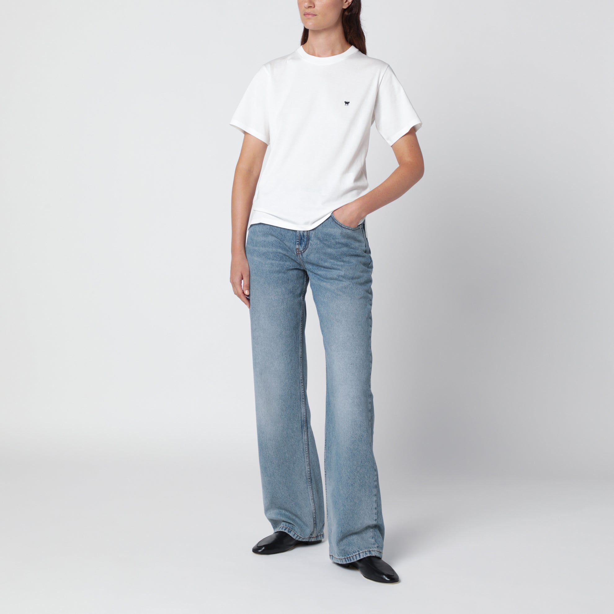 T-shirt blanc en jersey de pur coton