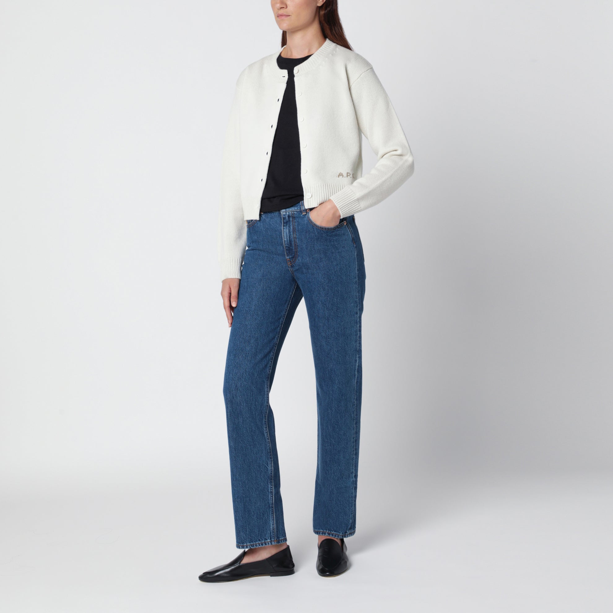 Gilet court en laine écru