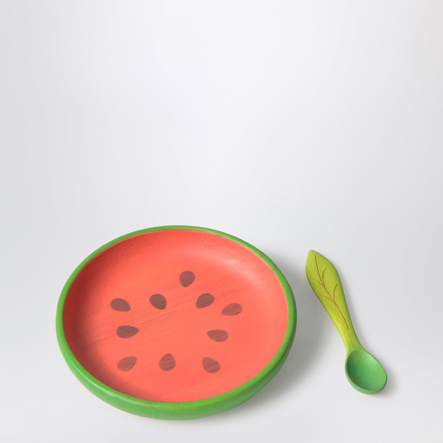 Watermelon-shaped plate and spoon set