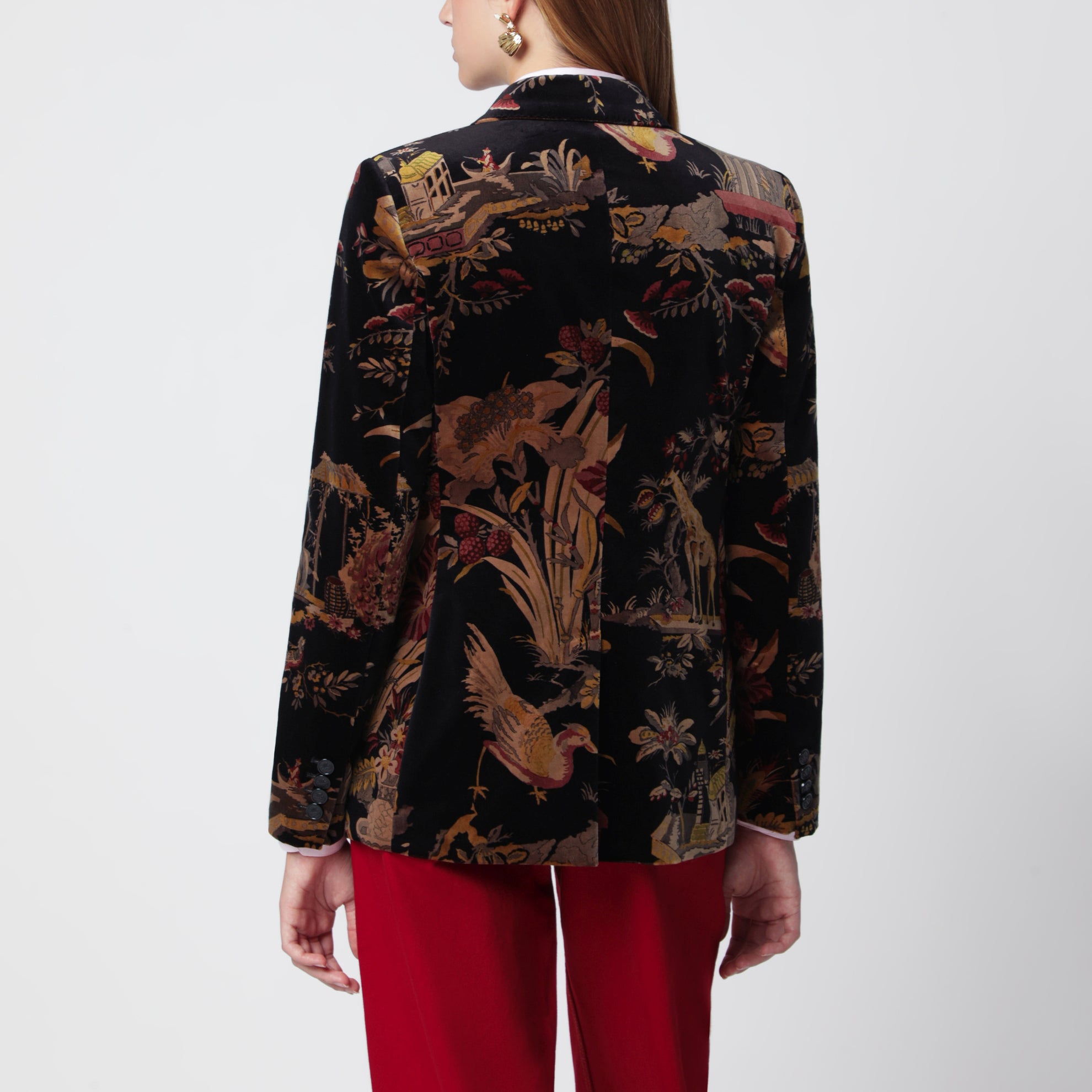 Doppelreihige Samtjacke mit Print
