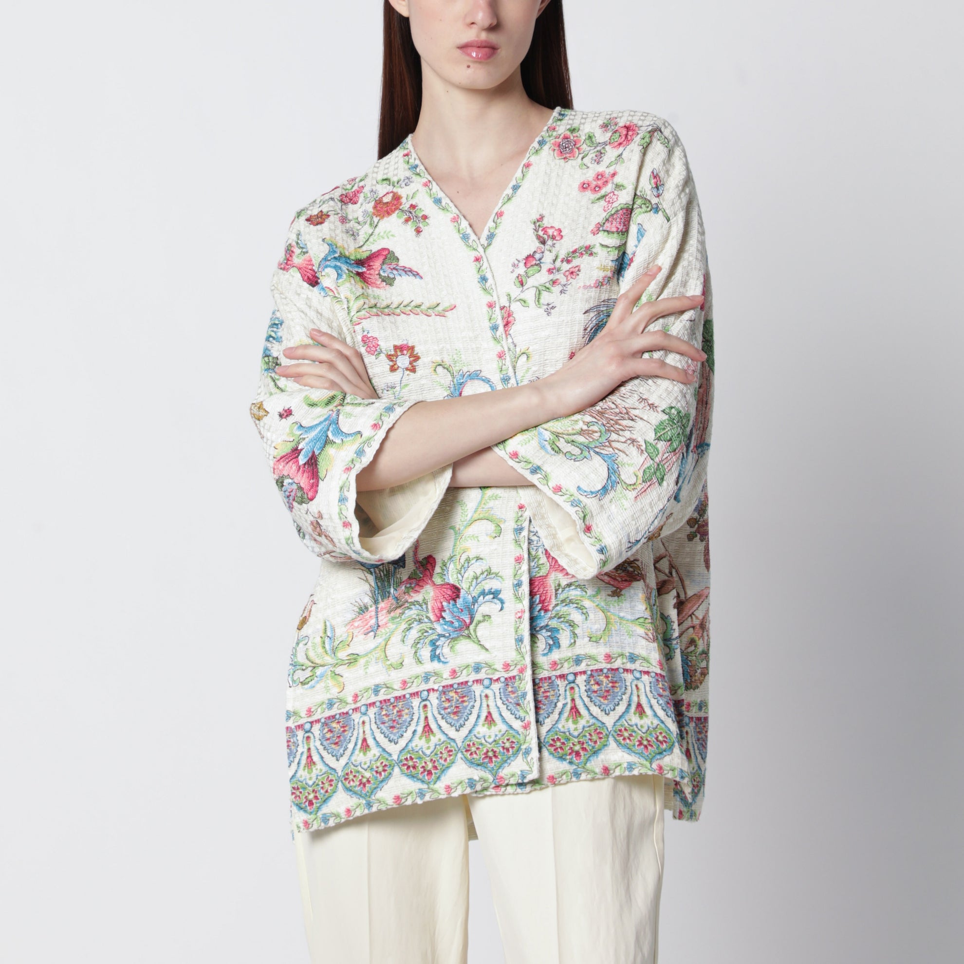 Kesa in cotton-blend mat fabric
