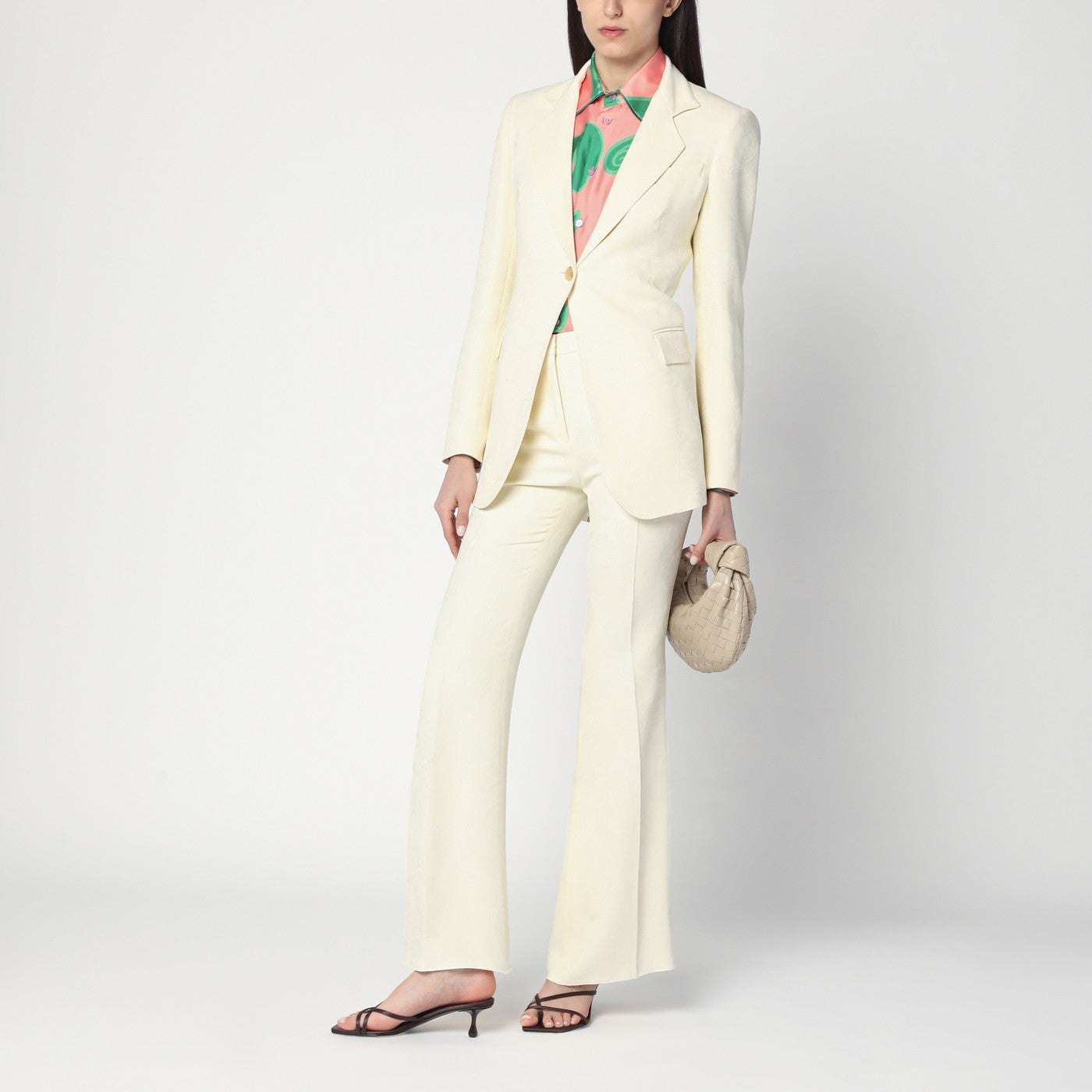 White jacquard jacket with crossover detail