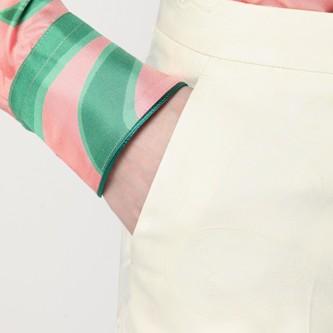 Flared trousers in ivory viscose