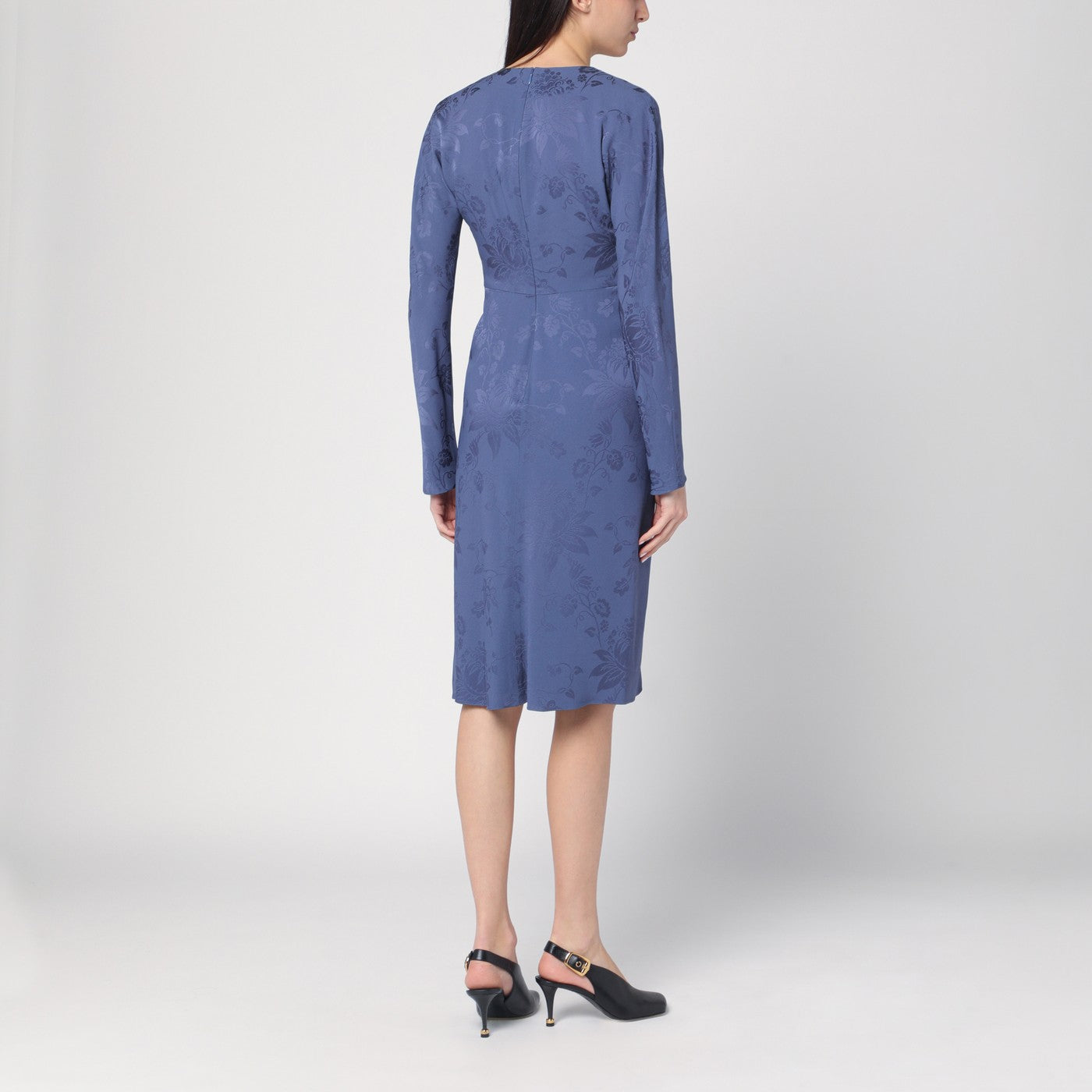 Jacquard-effect dress in cornflower blue
