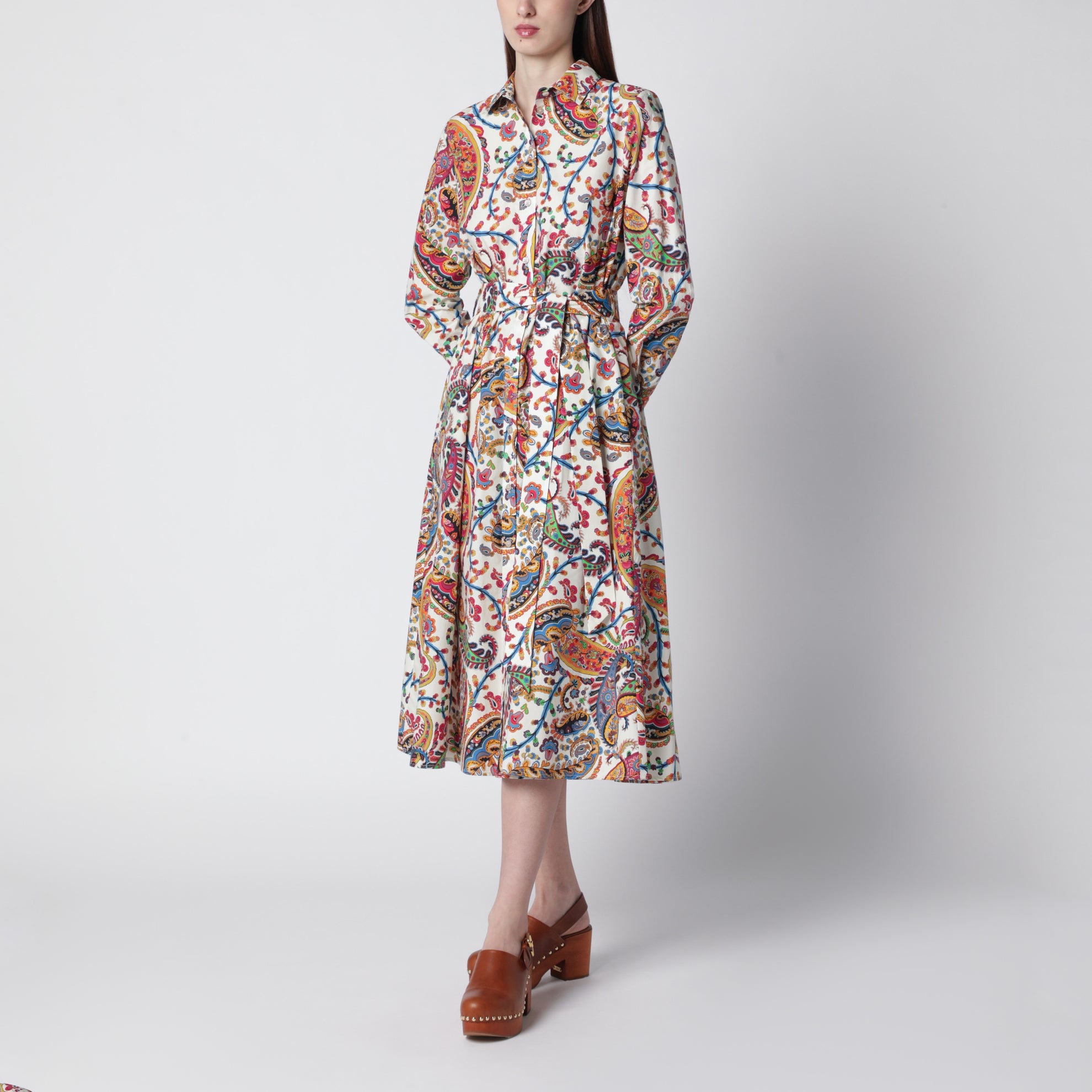 Midi-Kleid aus Baumwolle mit Paisley-Print