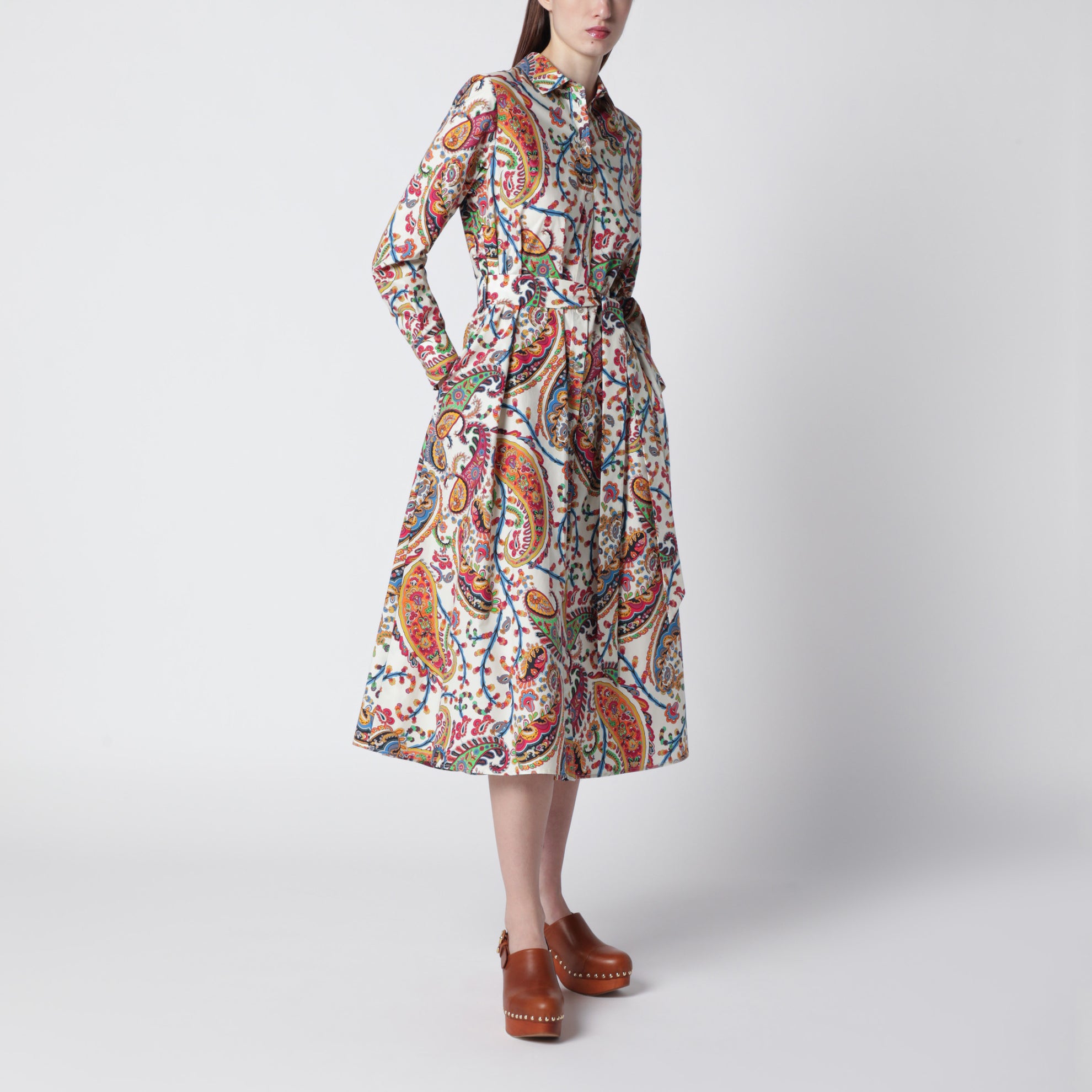 Midi-Kleid aus Baumwolle mit Paisley-Print