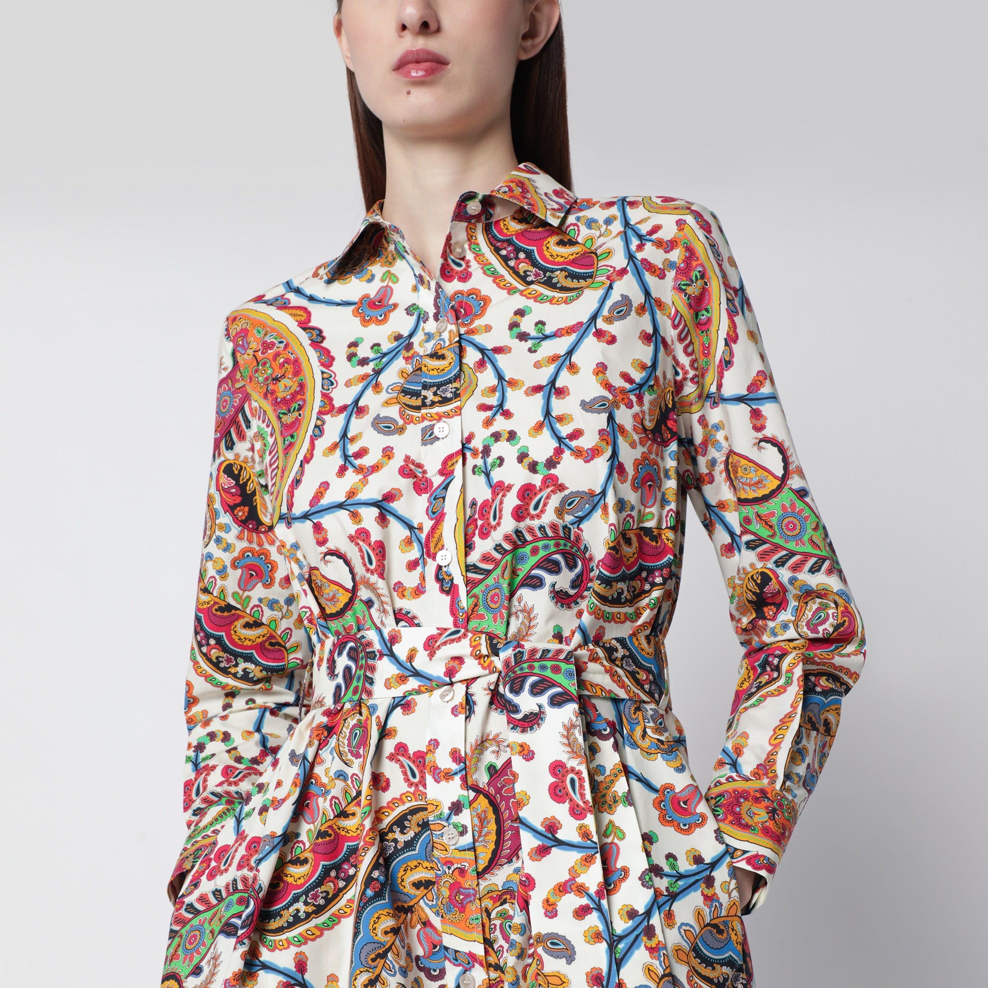 Midi-Kleid aus Baumwolle mit Paisley-Print