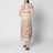 Long blush pink dress with floral print
