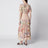 Langes Kleid in Puderrosa mit floralem Print