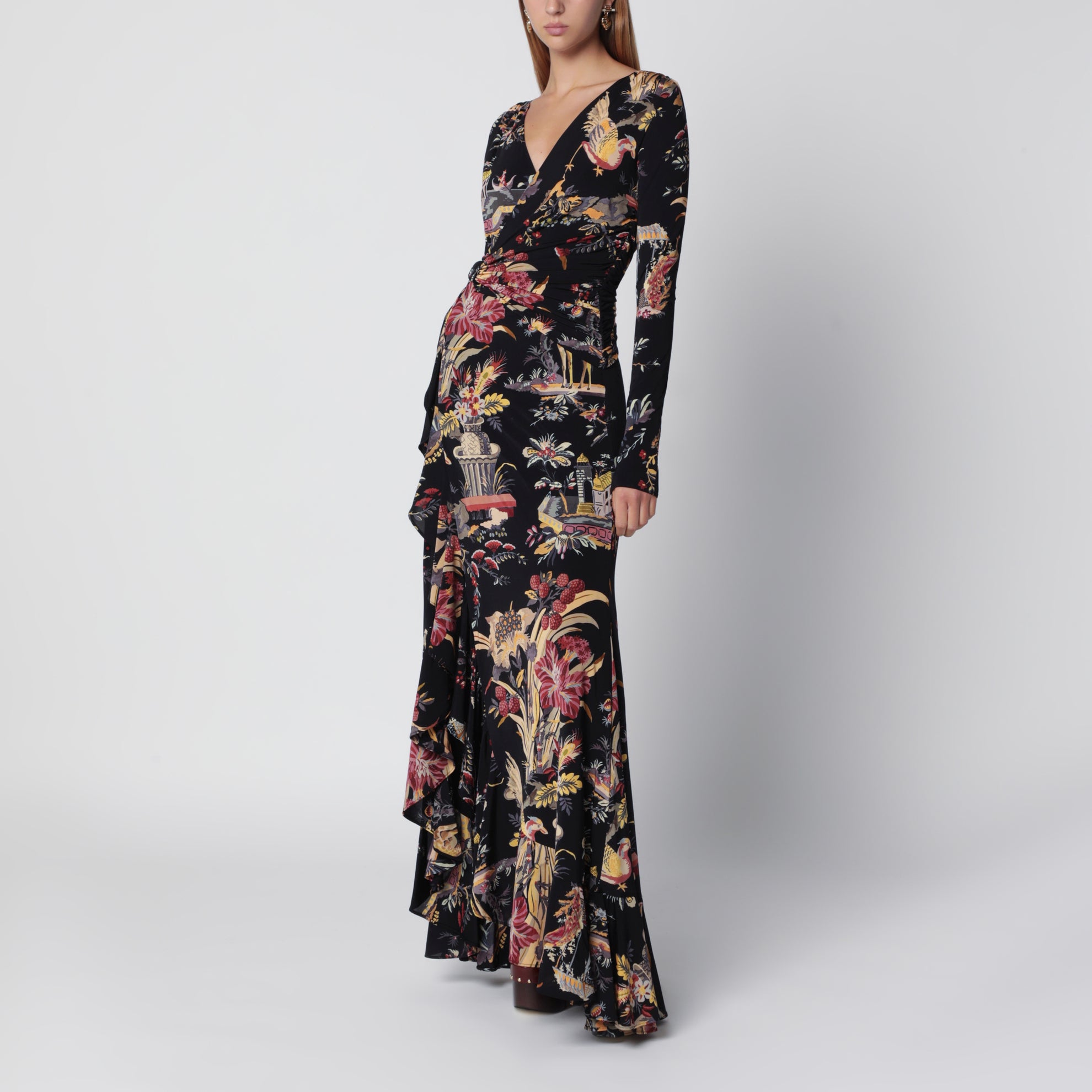 ETRO Printed wrap jersey maxi dress