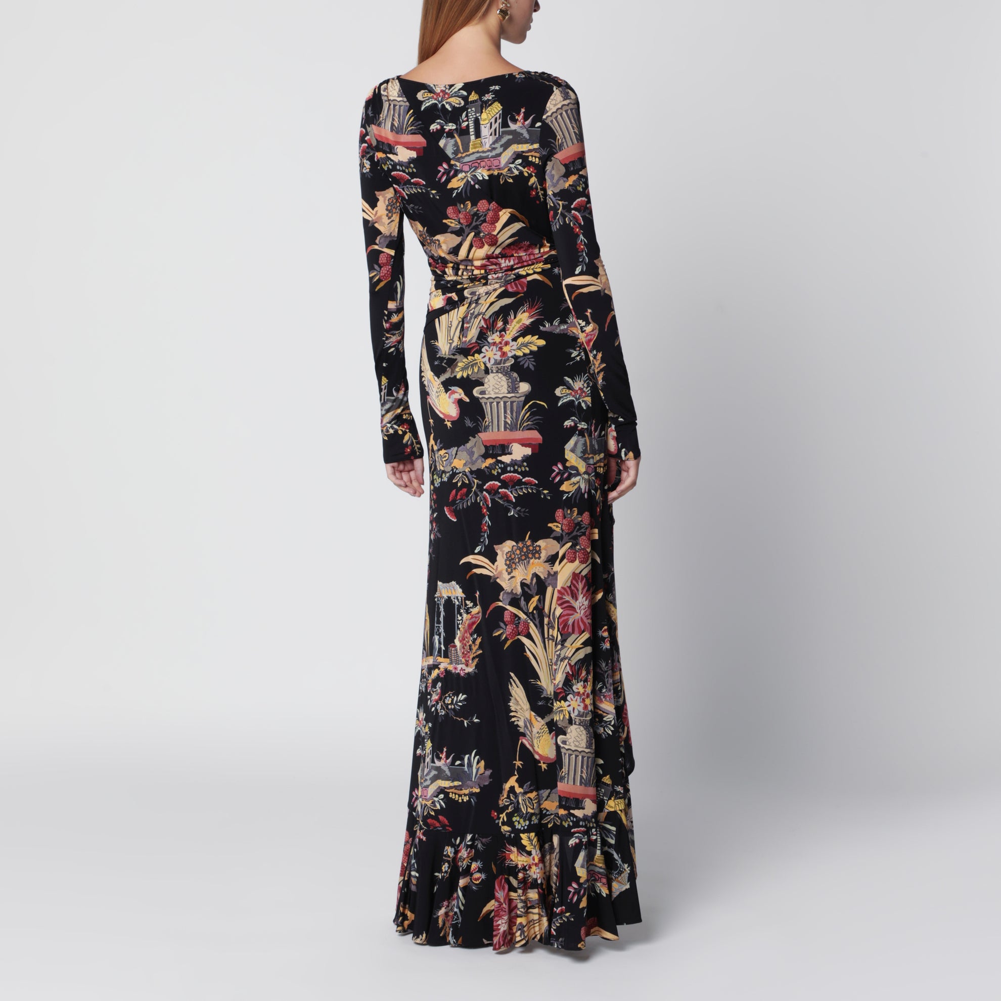 Robe longue portefeuille imprimée en jersey