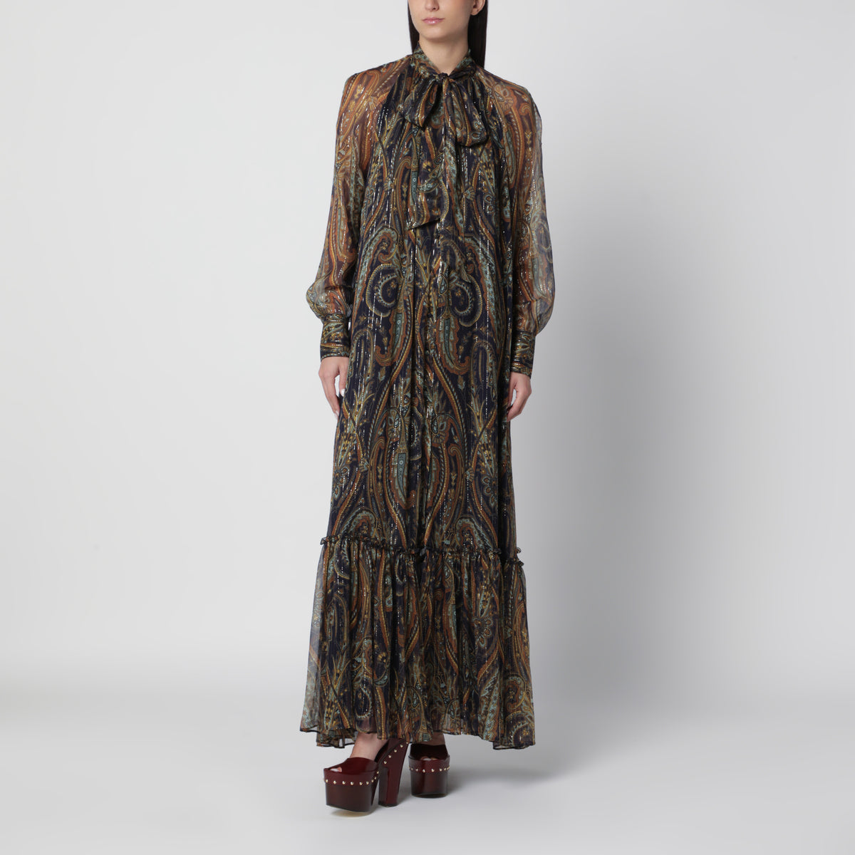 Robe longue à imprimé Paisley multicolore