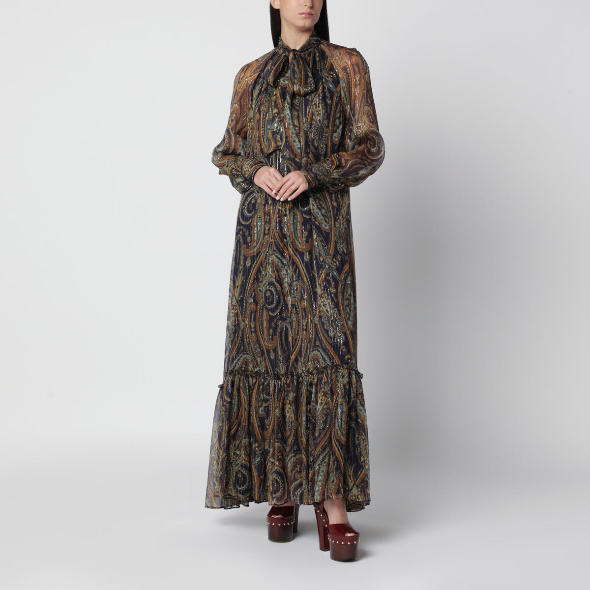Robe longue à imprimé Paisley multicolore
