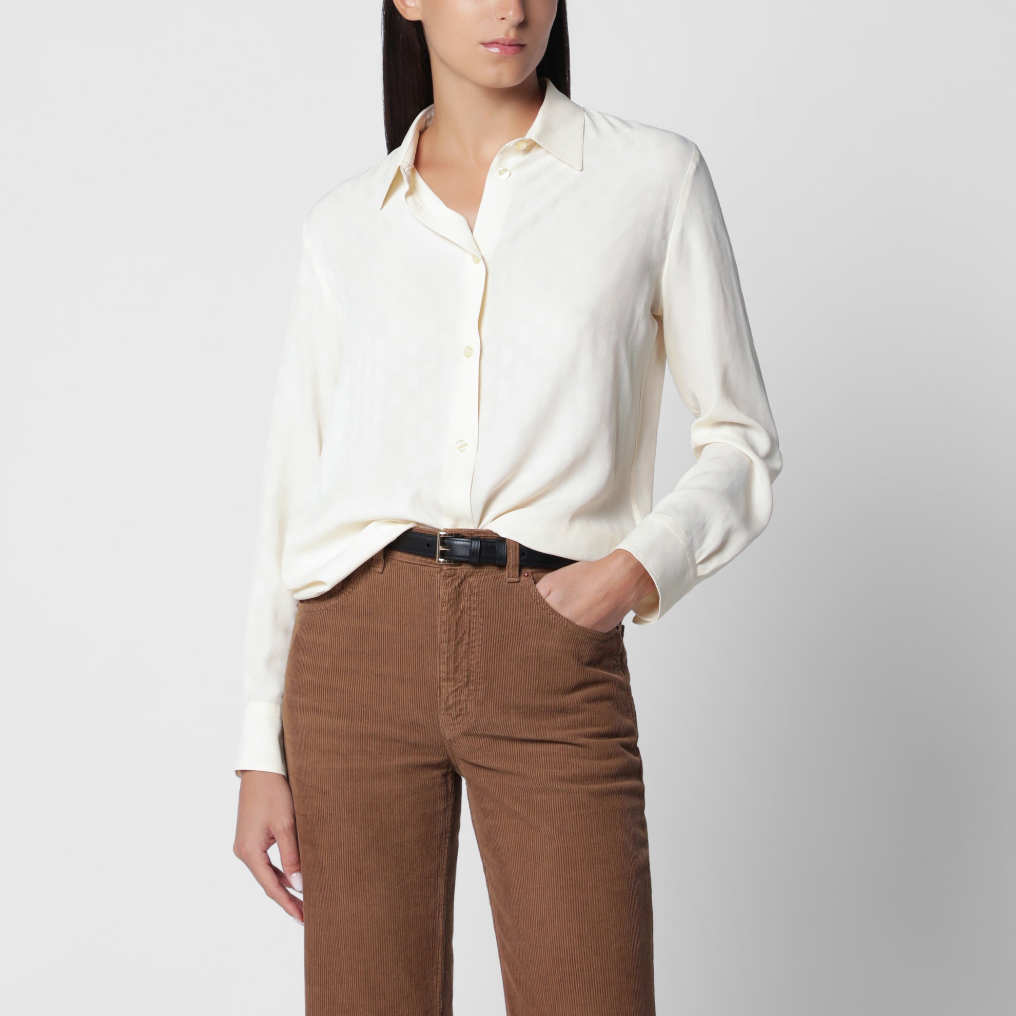 Camicia paisley multicolore in misto seta