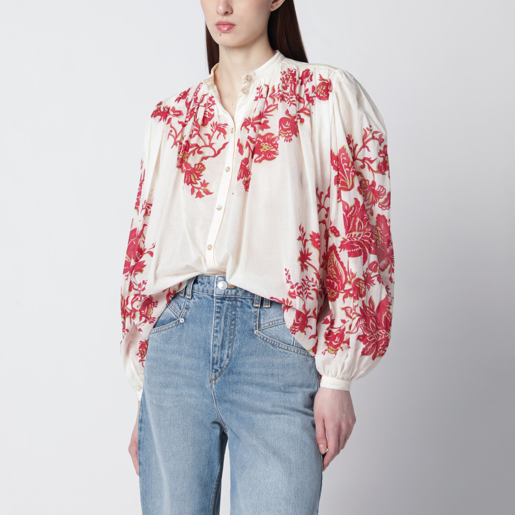 Bluse aus Baumwollvoile mit floralem Print