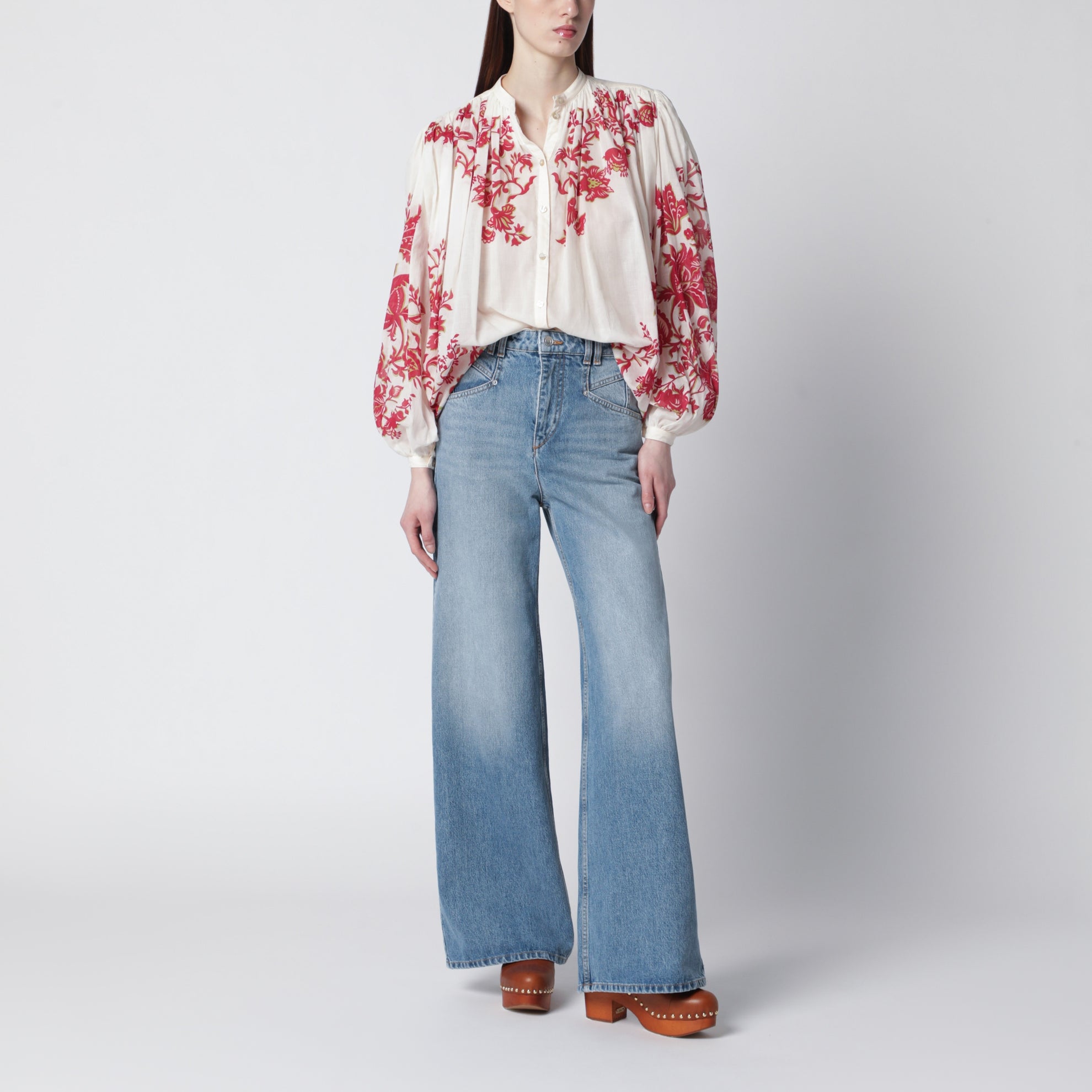 Bluse aus Baumwollvoile mit floralem Print