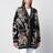 Cardigan nero con fantasia jacquard in lana
