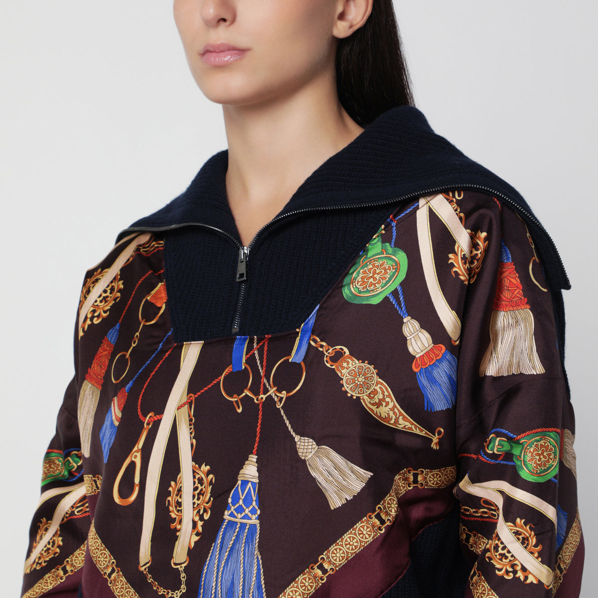 Pullover mit Reißverschluss aus Wolle und Kaschmir