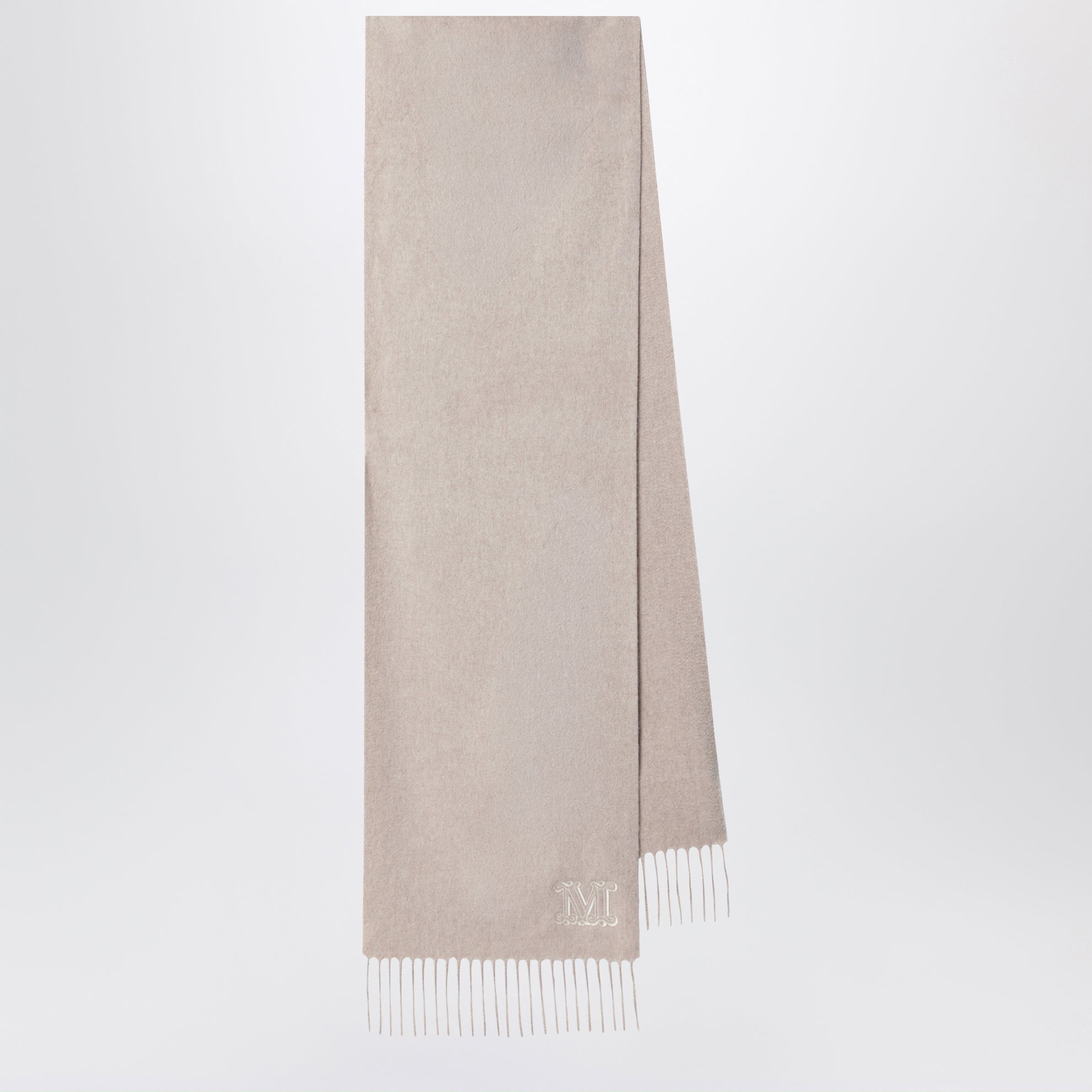 Écharpe en cachemire avec logo brodé couleur sable