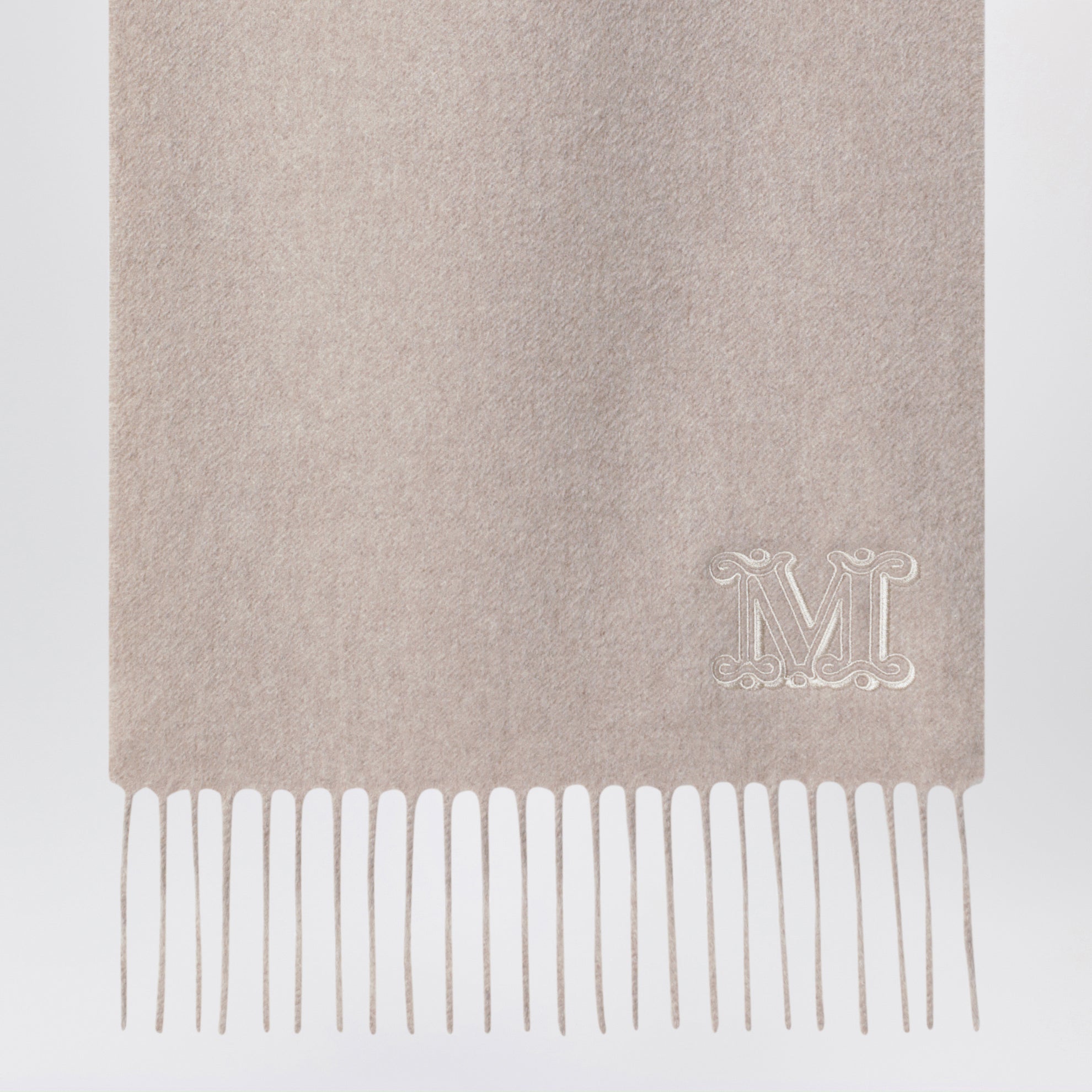 Écharpe en cachemire avec logo brodé couleur sable