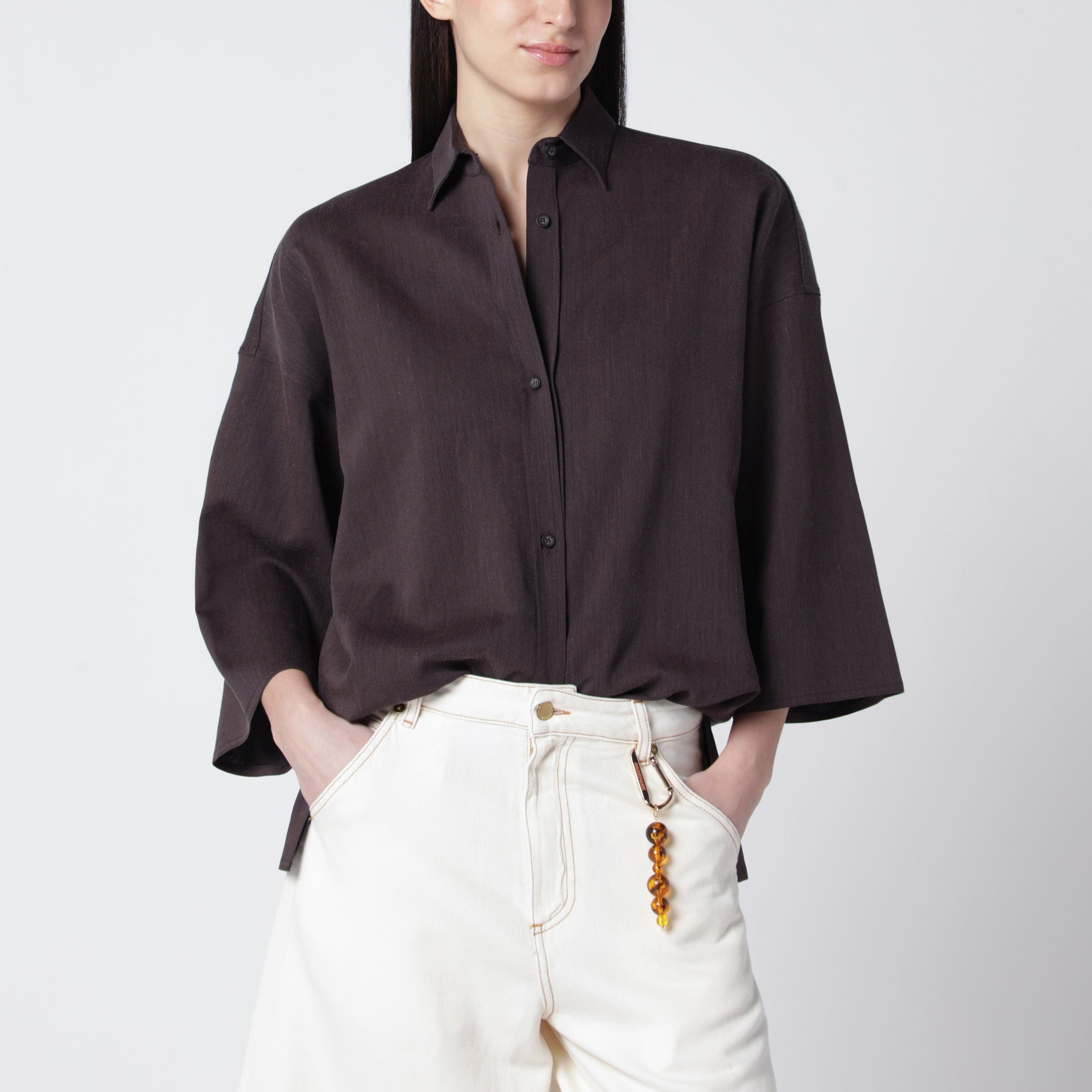 Camicia Dora in twill marrone