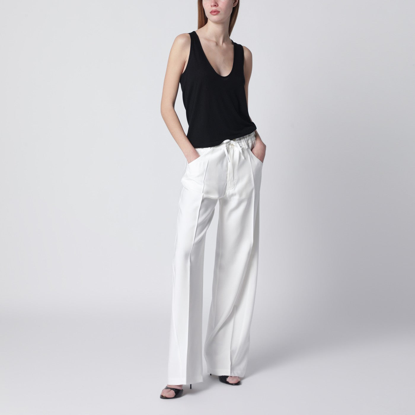 Weiße Iris-Hose aus Crêpe