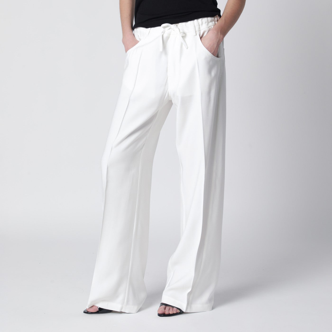 Weiße Iris-Hose aus Crêpe