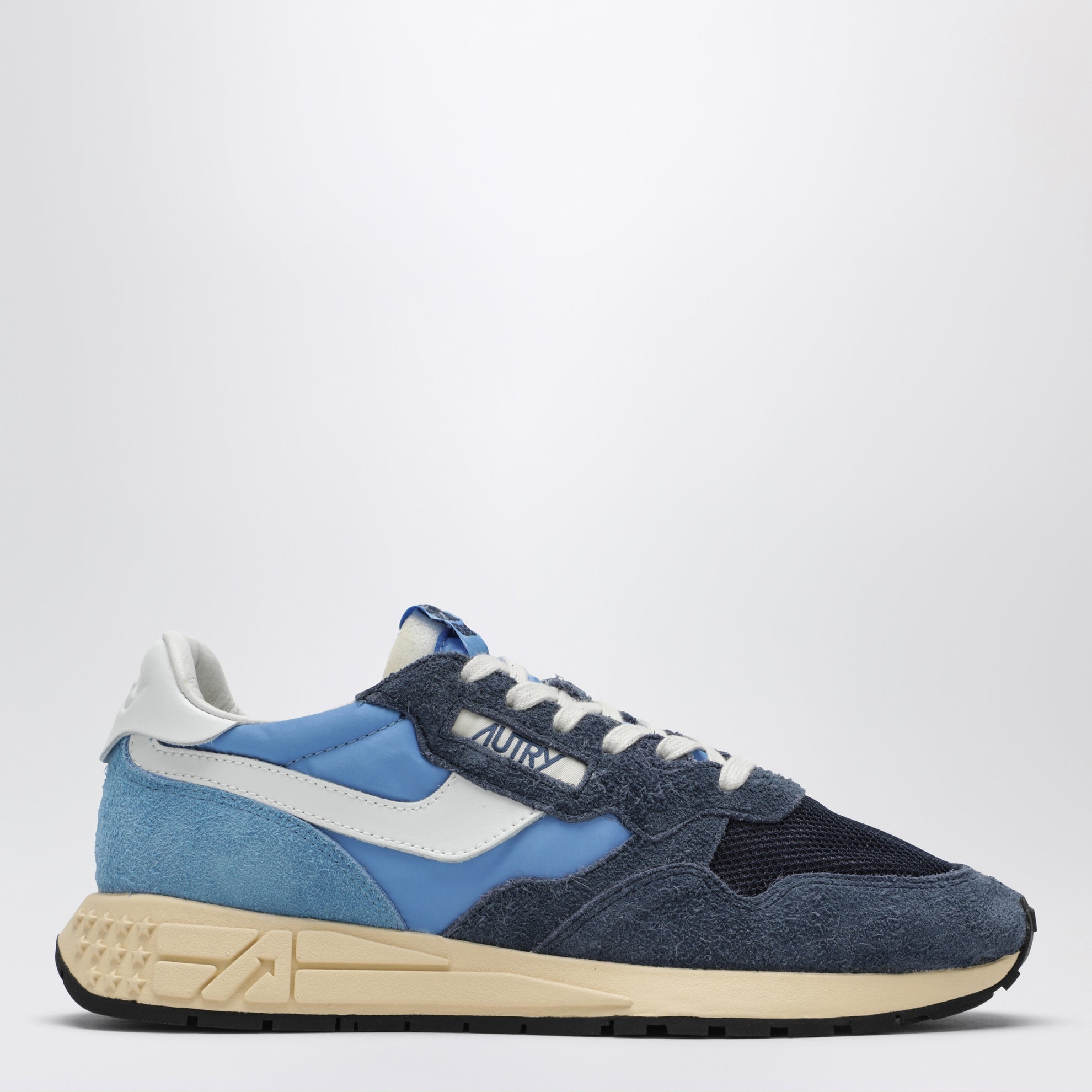 Reelwind Low Sneaker aus blauem Nylon und Veloursleder