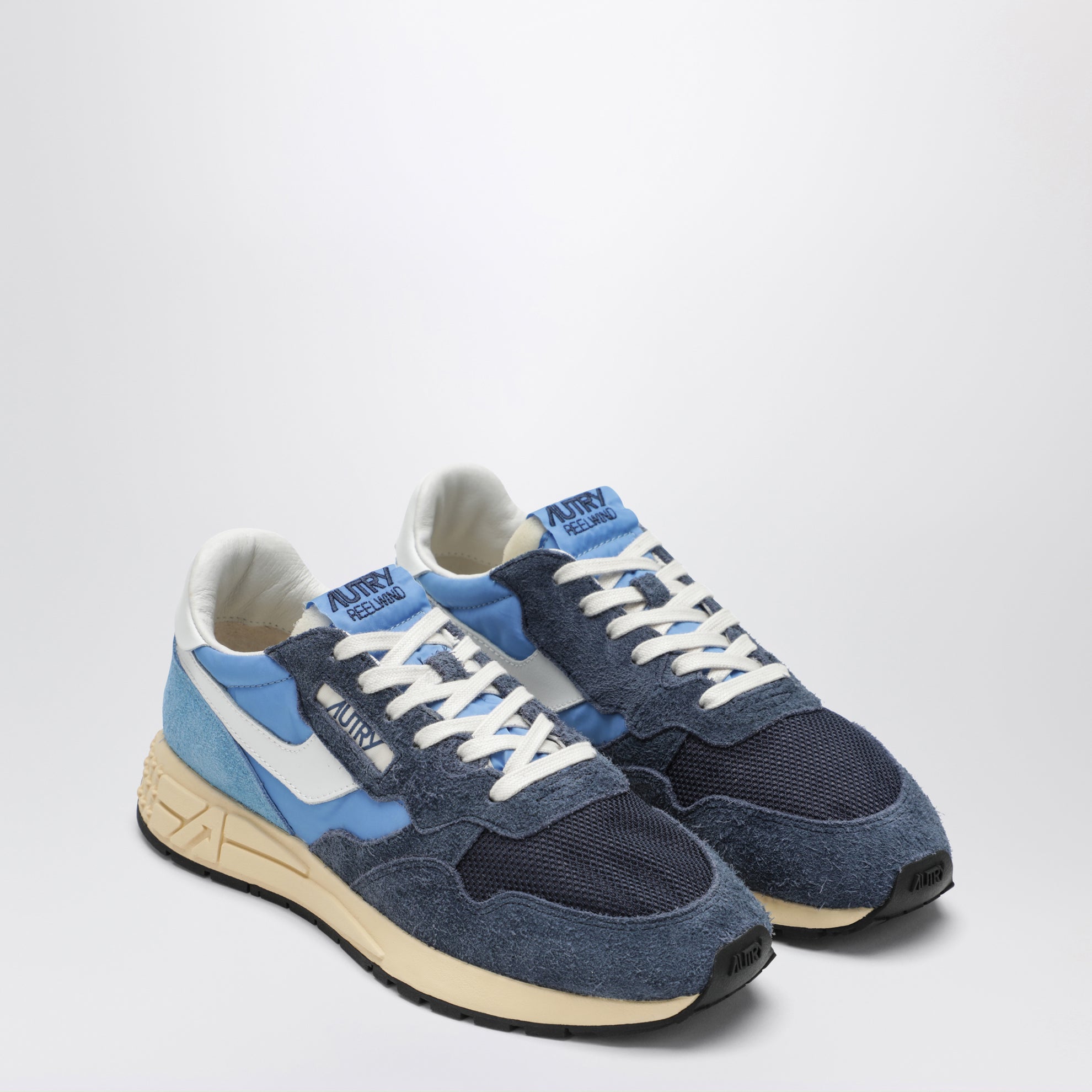 Reelwind Low Sneaker aus blauem Nylon und Veloursleder