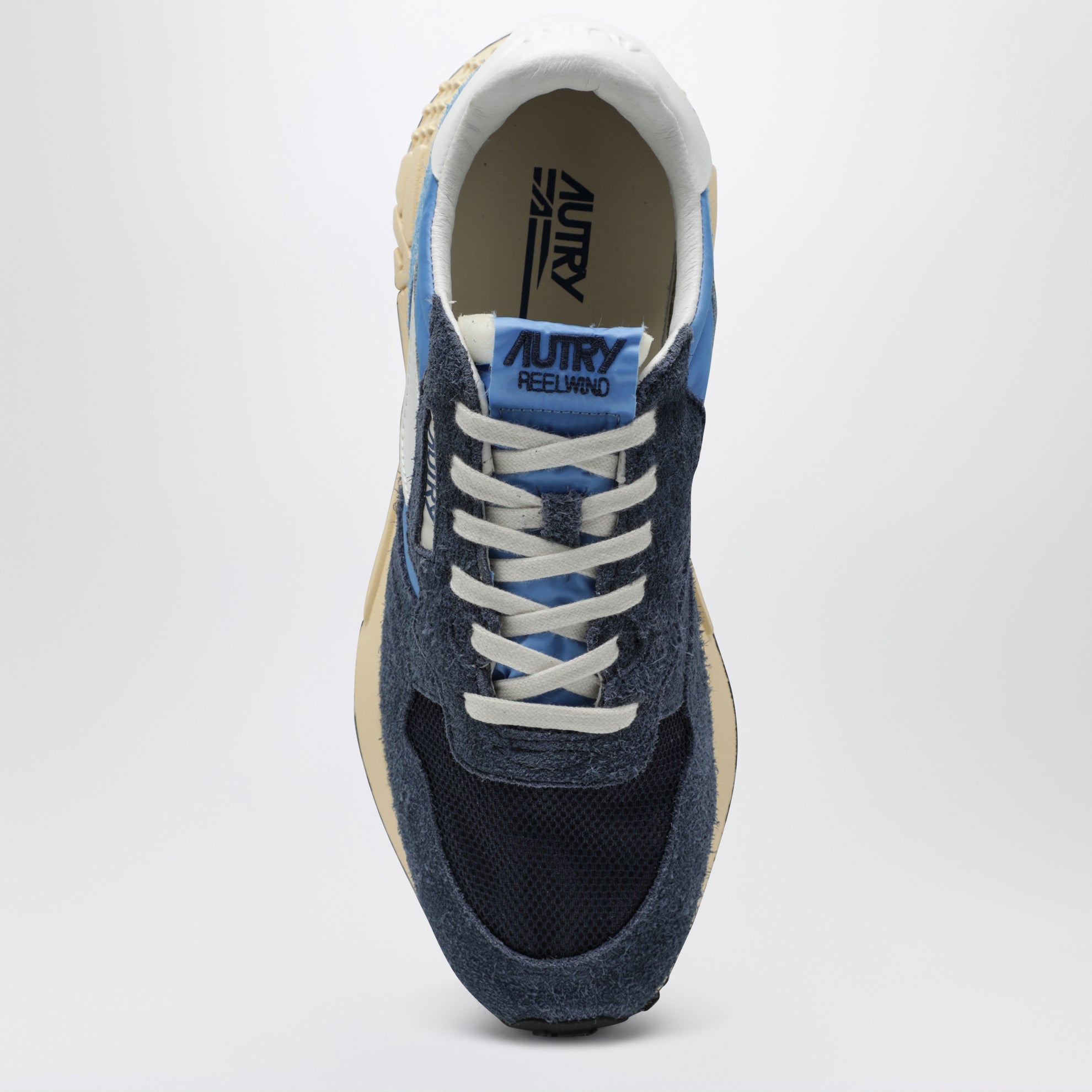 Reelwind Low Sneaker aus blauem Nylon und Veloursleder