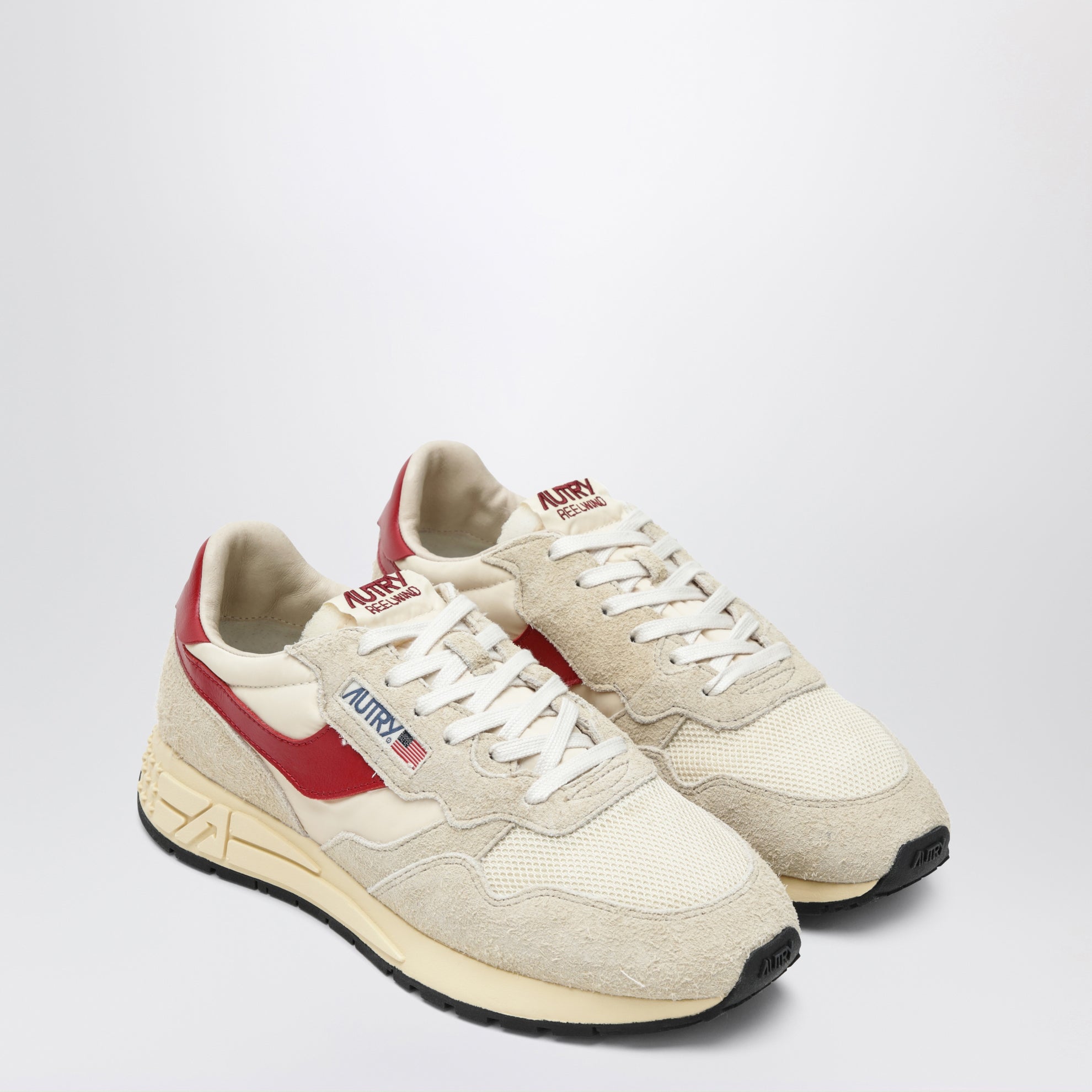 Reelwind Low sneakers in nylon and suede ecru/red