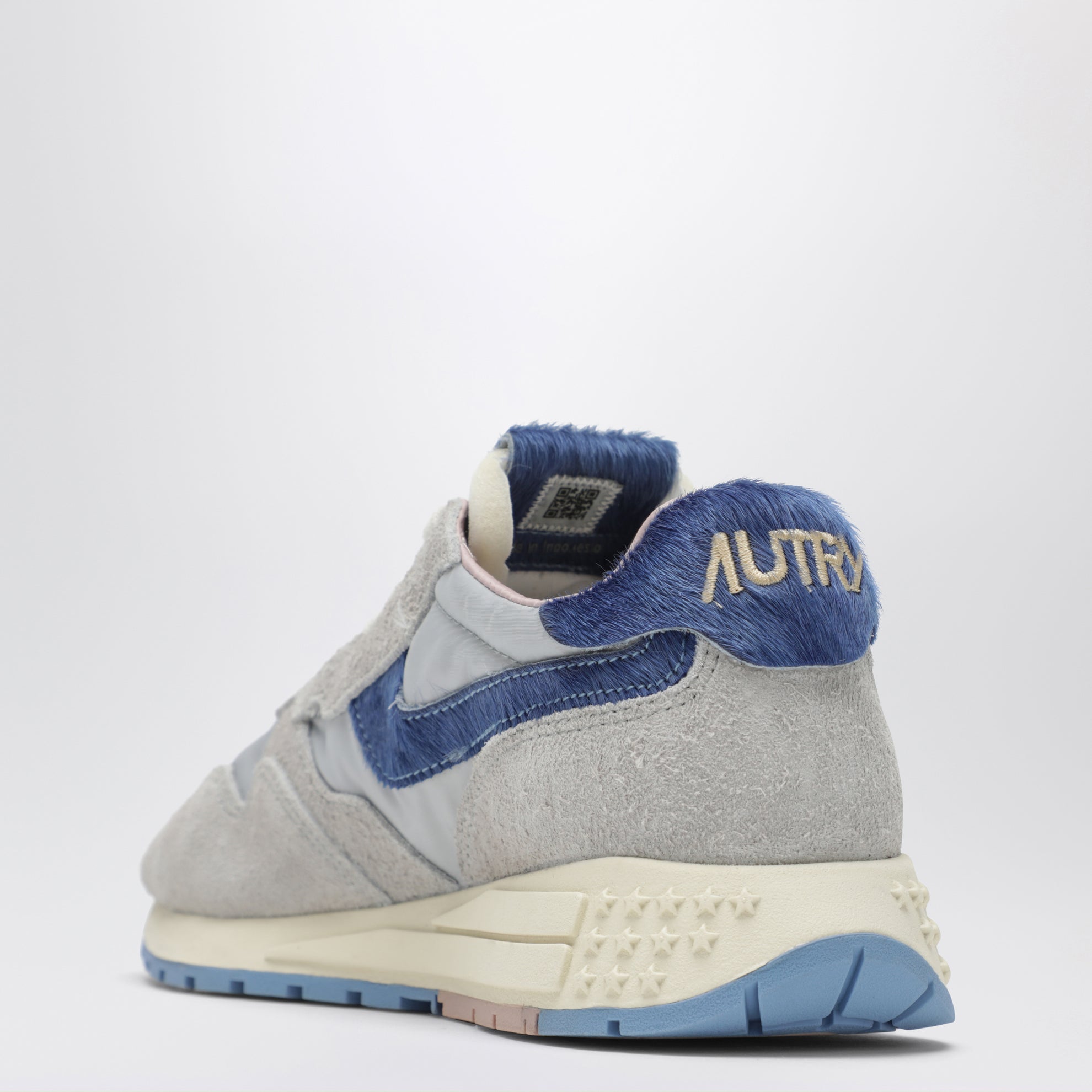 Reelwind Low grey sneakers with light blue pony hair insert