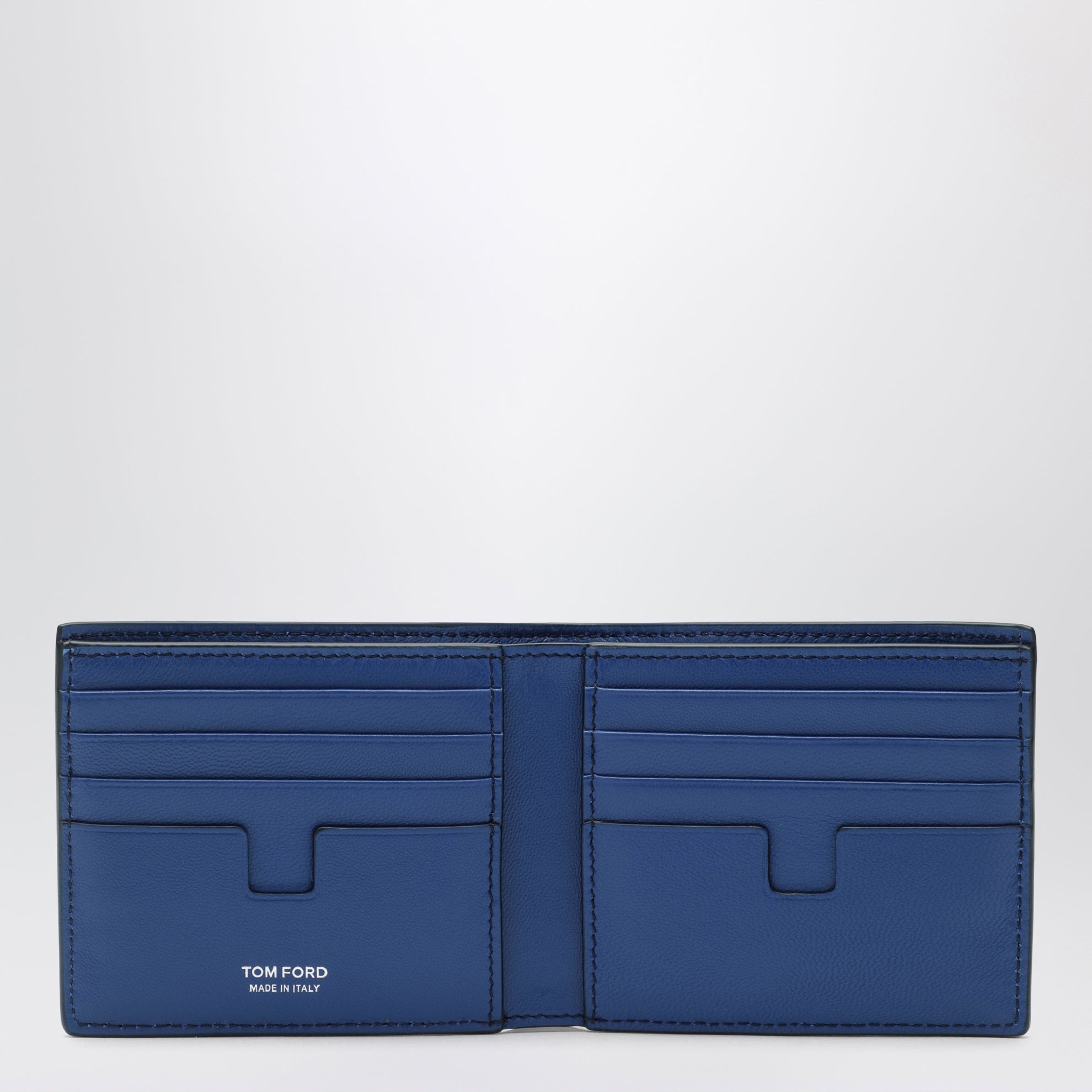 Portefeuille bifold bleu en cuir brillant effet crocodile