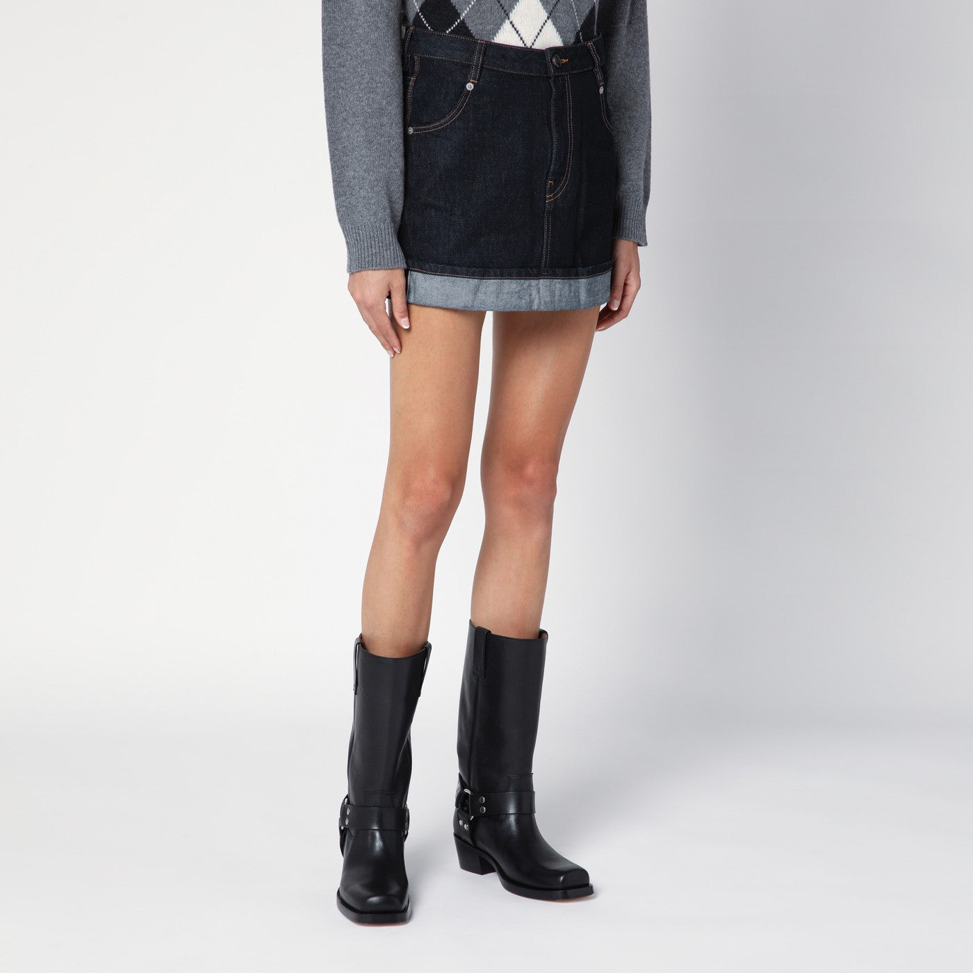 Mini gonna Floriane in denim scuro