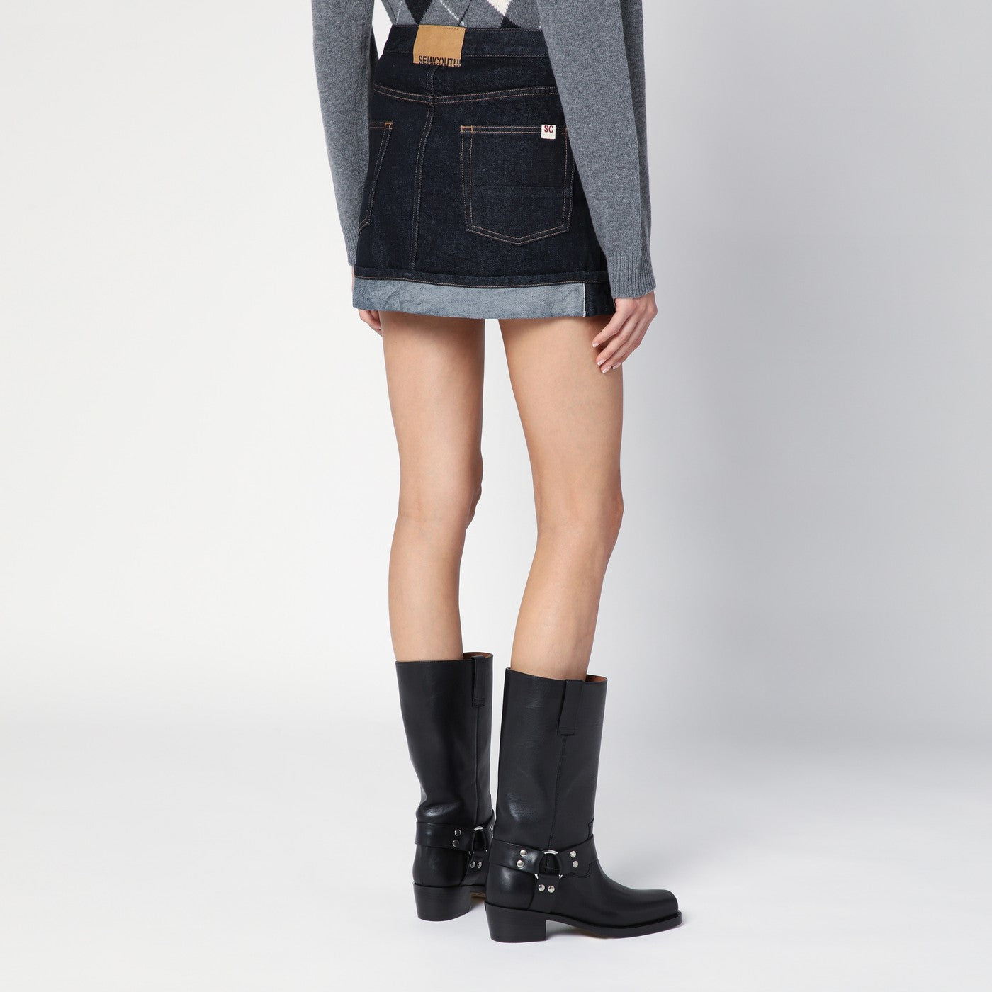 Mini gonna Floriane in denim scuro