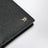 Grained leather card holder with logo in black